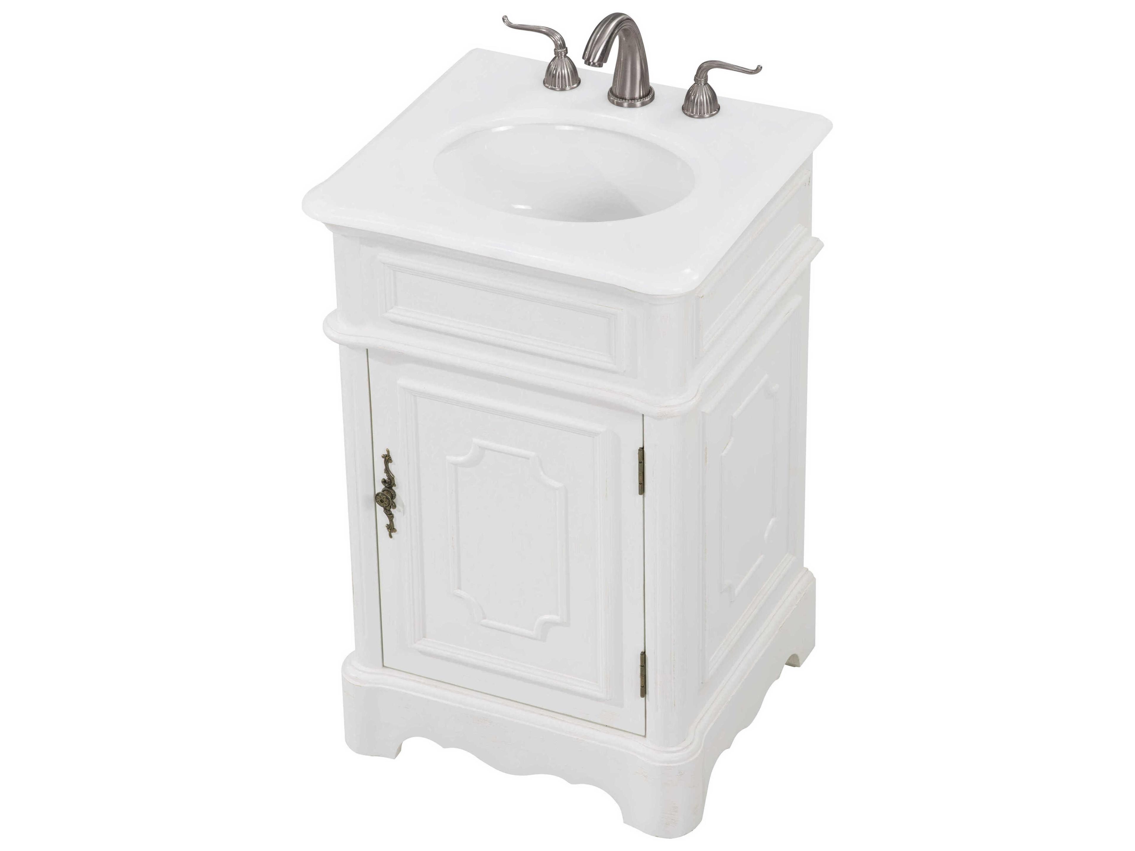 Elegant Lighting Retro Antique White 21" Vanity with Ivory White Quartz Countertop