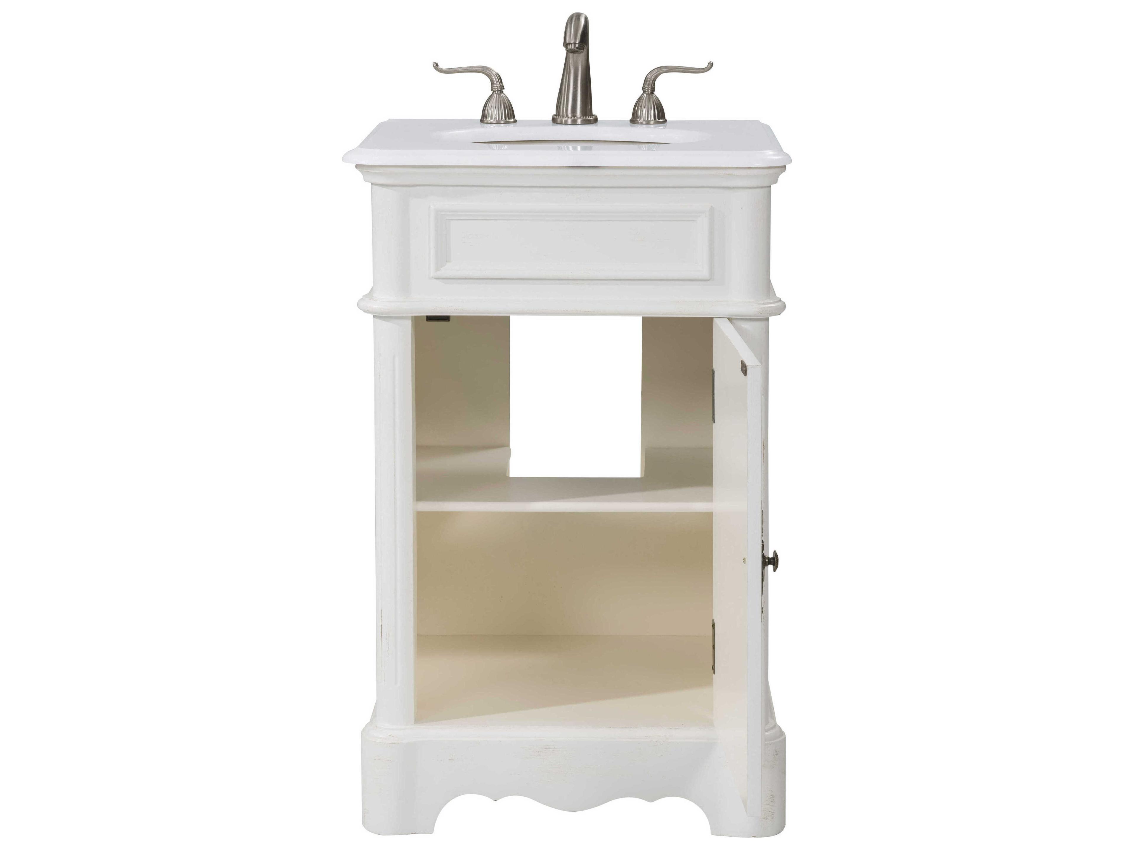 Elegant Lighting Retro Antique White 21" Vanity with Ivory White Quartz Countertop