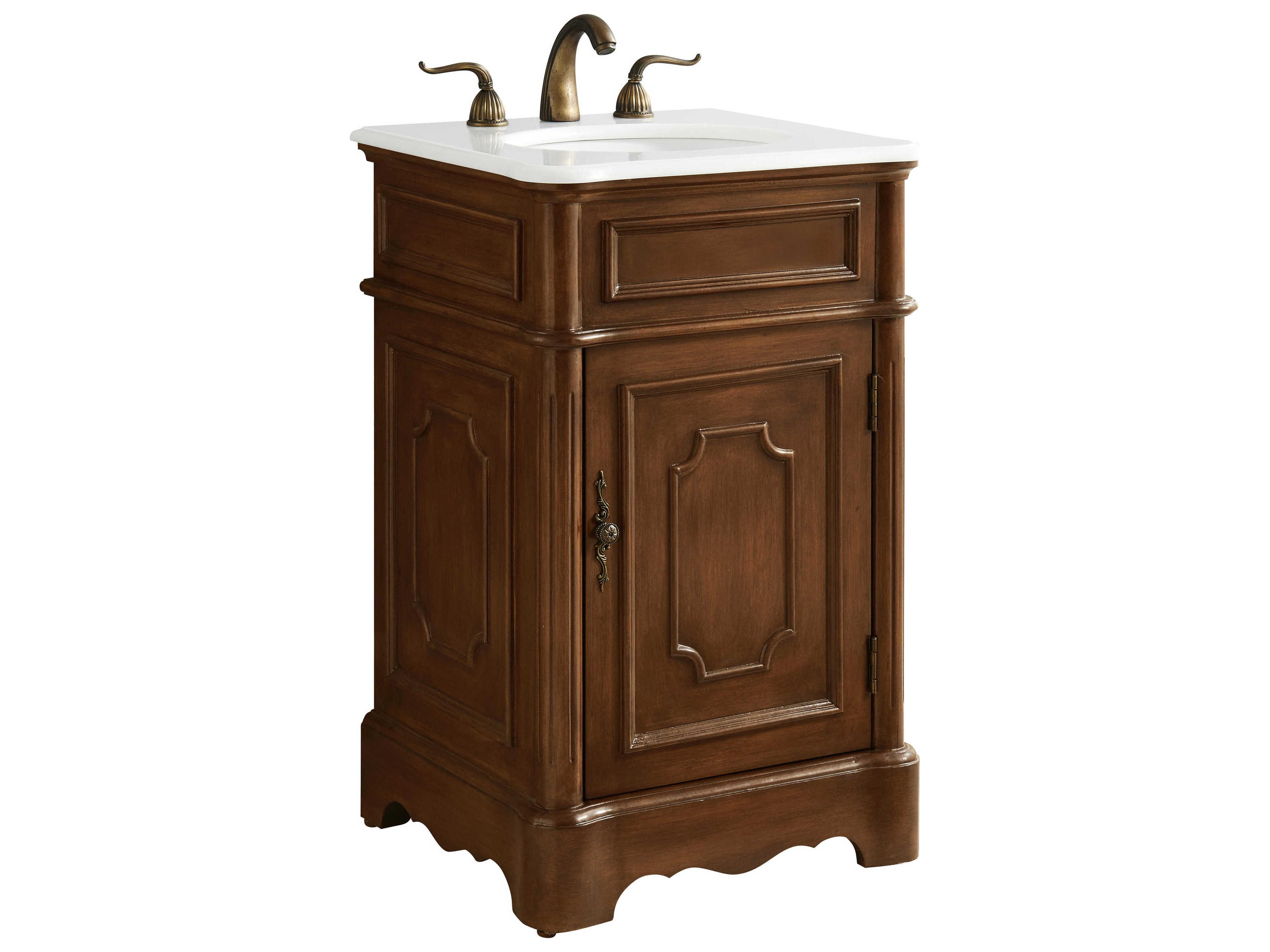 Elegant Lighting Retro Teak 21" Vanity with Ivory White Quartz Countertop