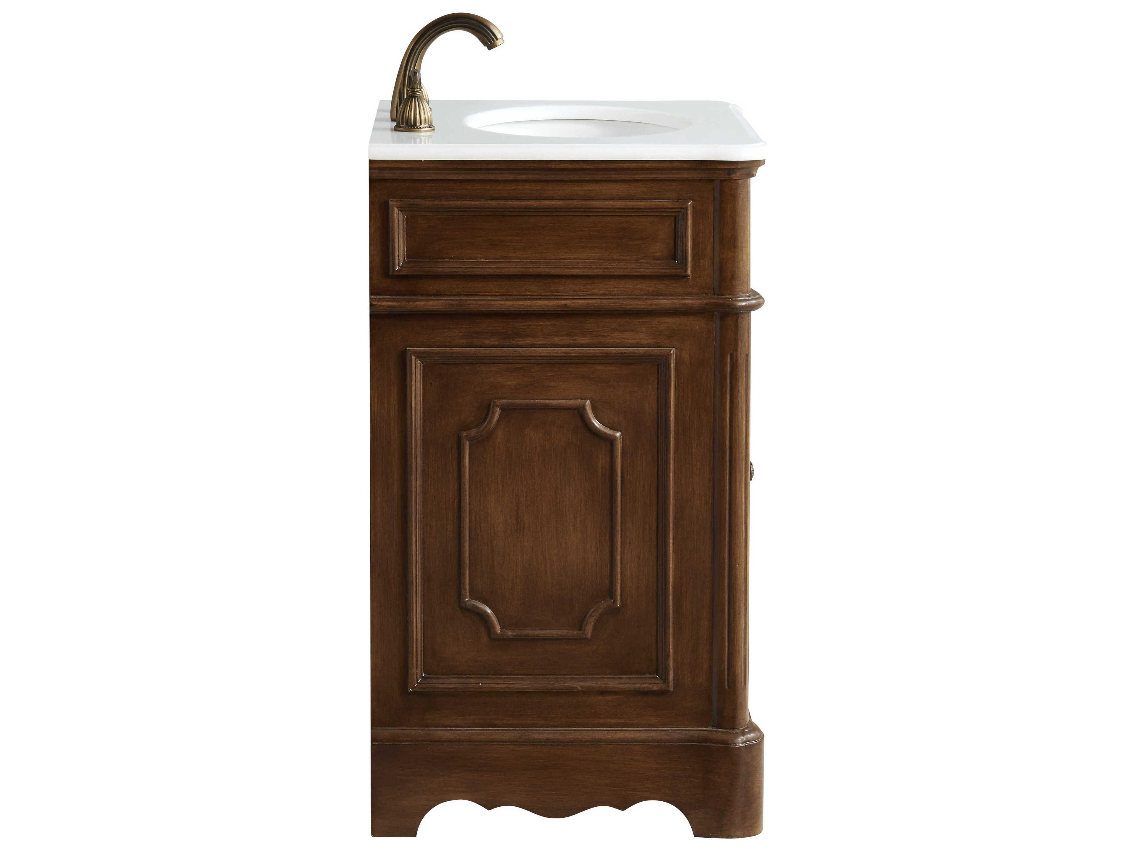 Elegant Lighting Retro Teak 21" Vanity with Ivory White Quartz Countertop