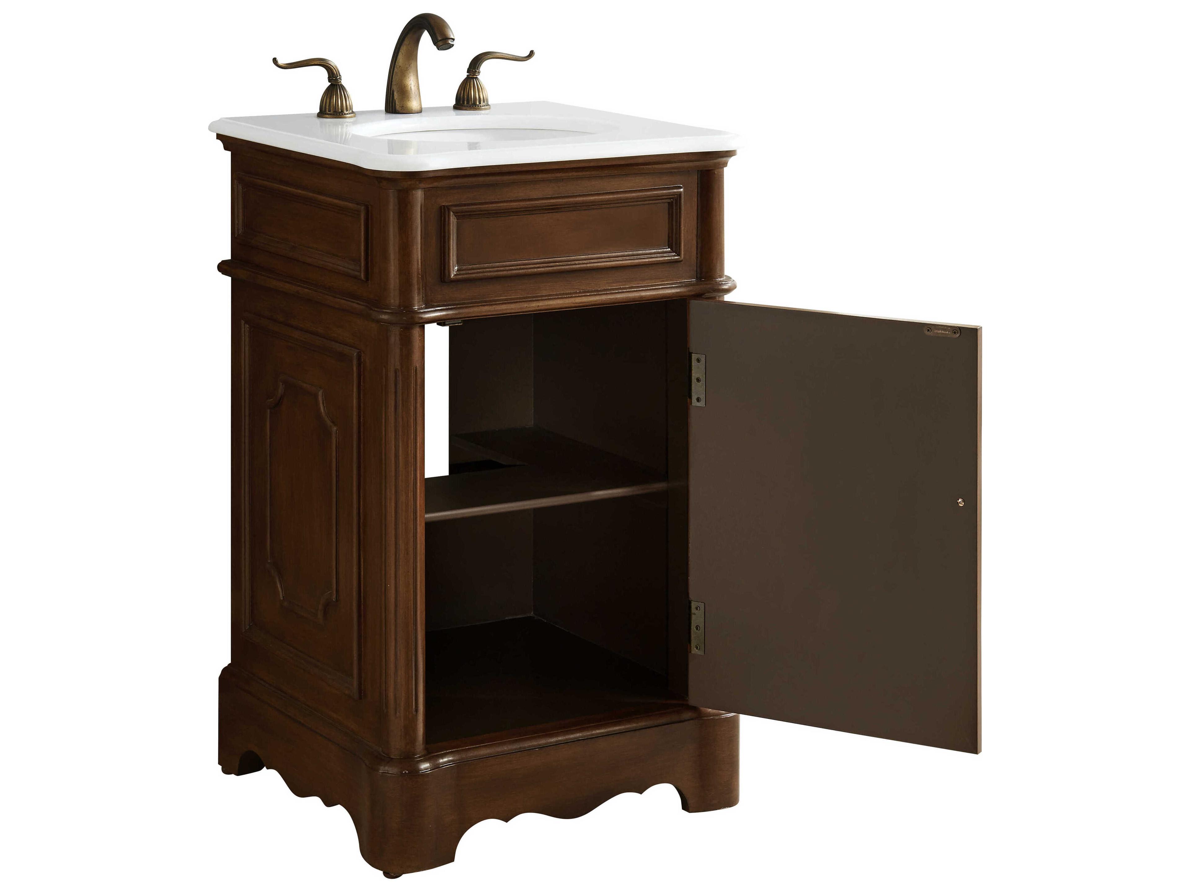 Elegant Lighting Retro Teak 21" Vanity with Ivory White Quartz Countertop