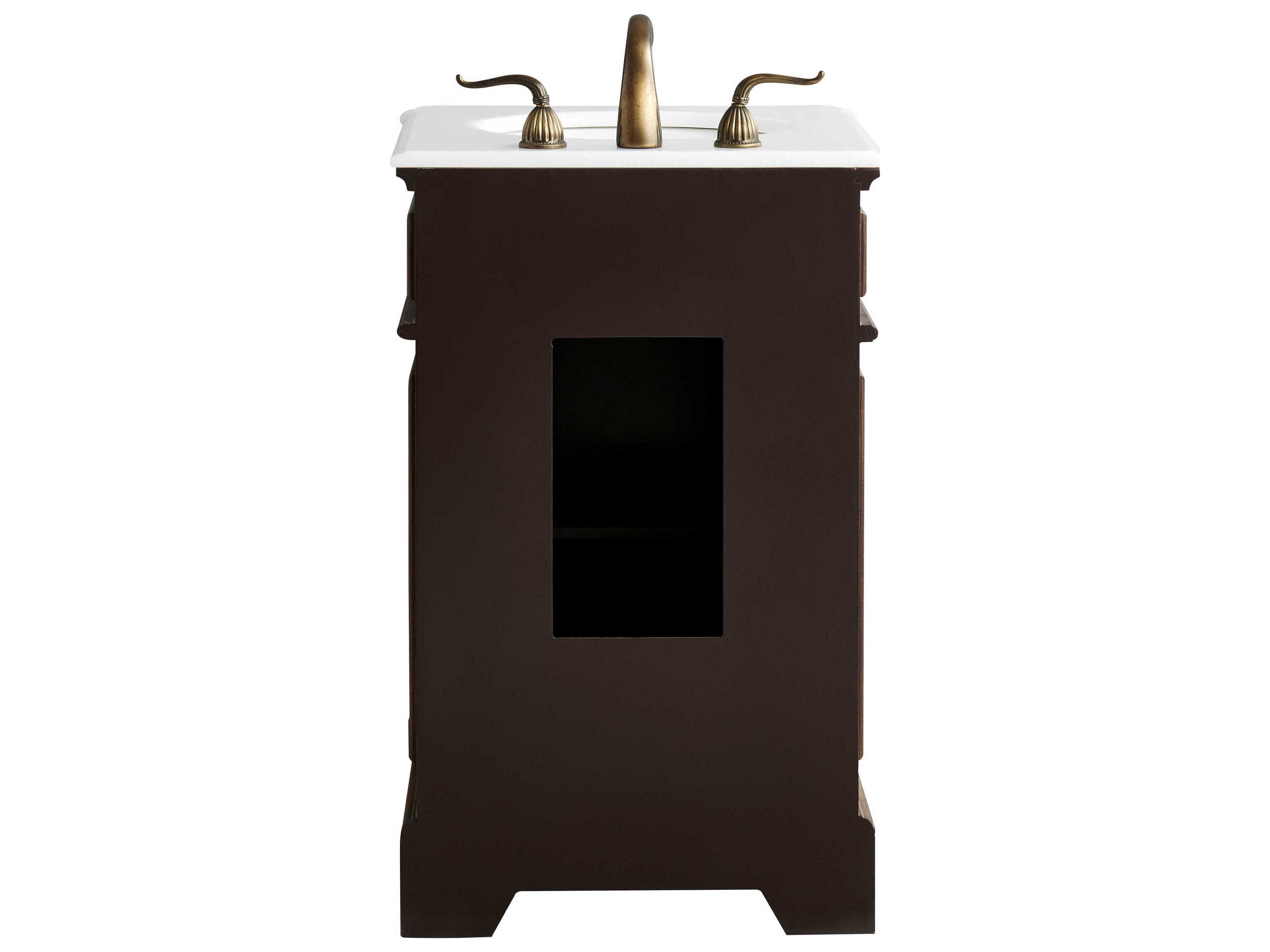 Elegant Lighting Retro Teak 21" Vanity with Ivory White Quartz Countertop