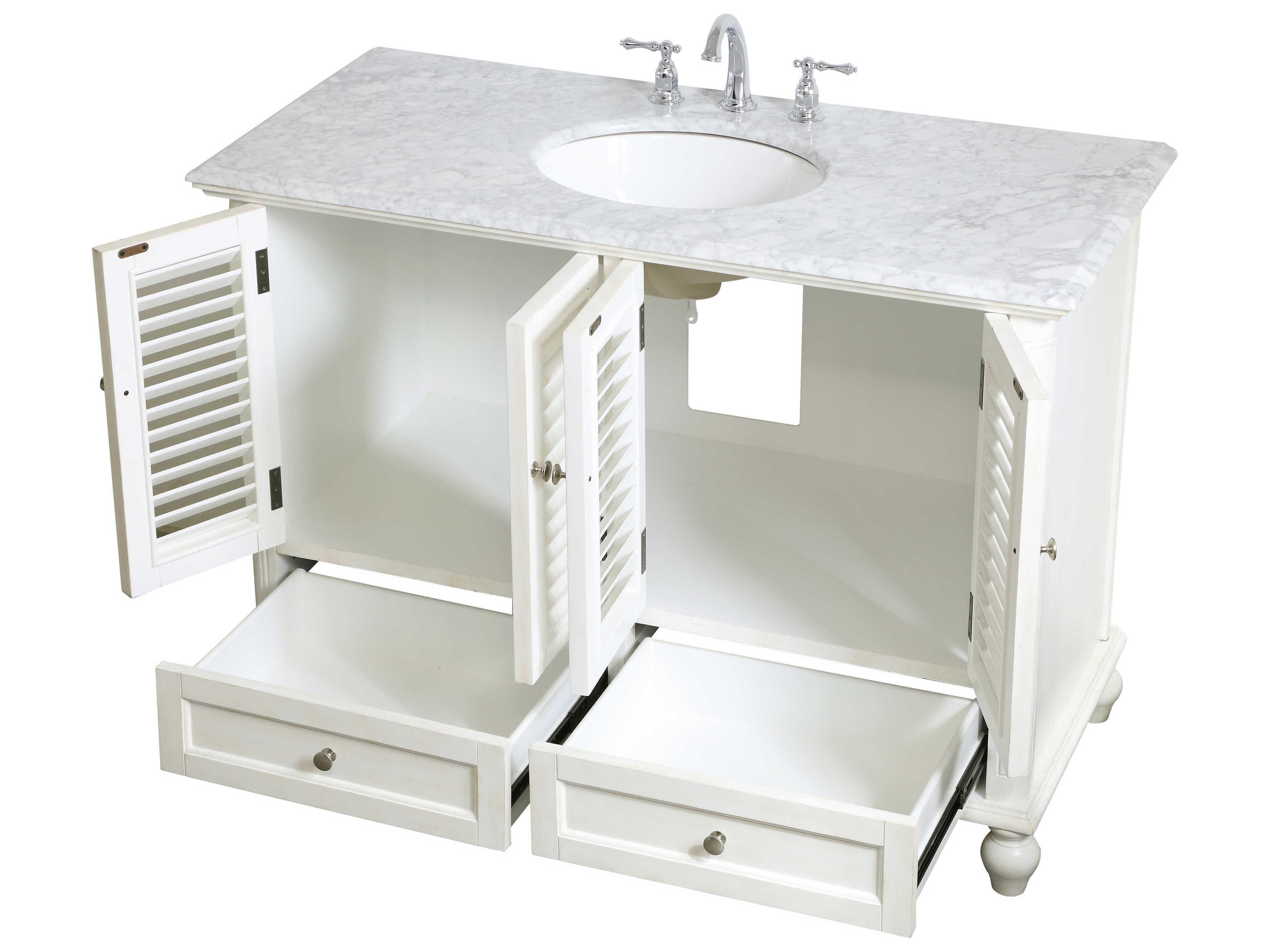 Elegant Lighting Rhodes Antique White 48" Vanity