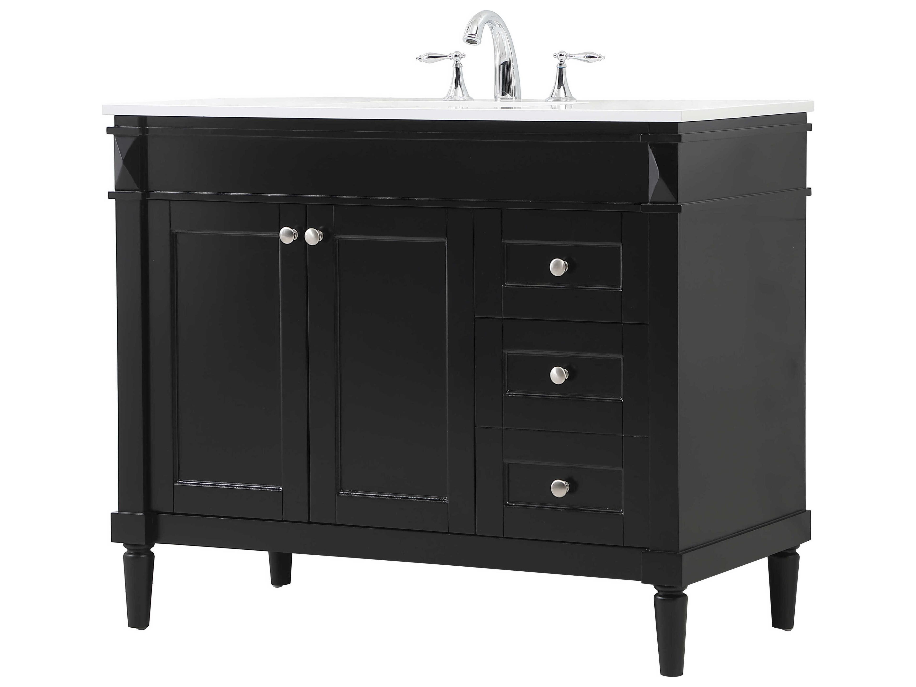 Elegant Lighting Bennett Black / Brushed Nickel 42" Vanity