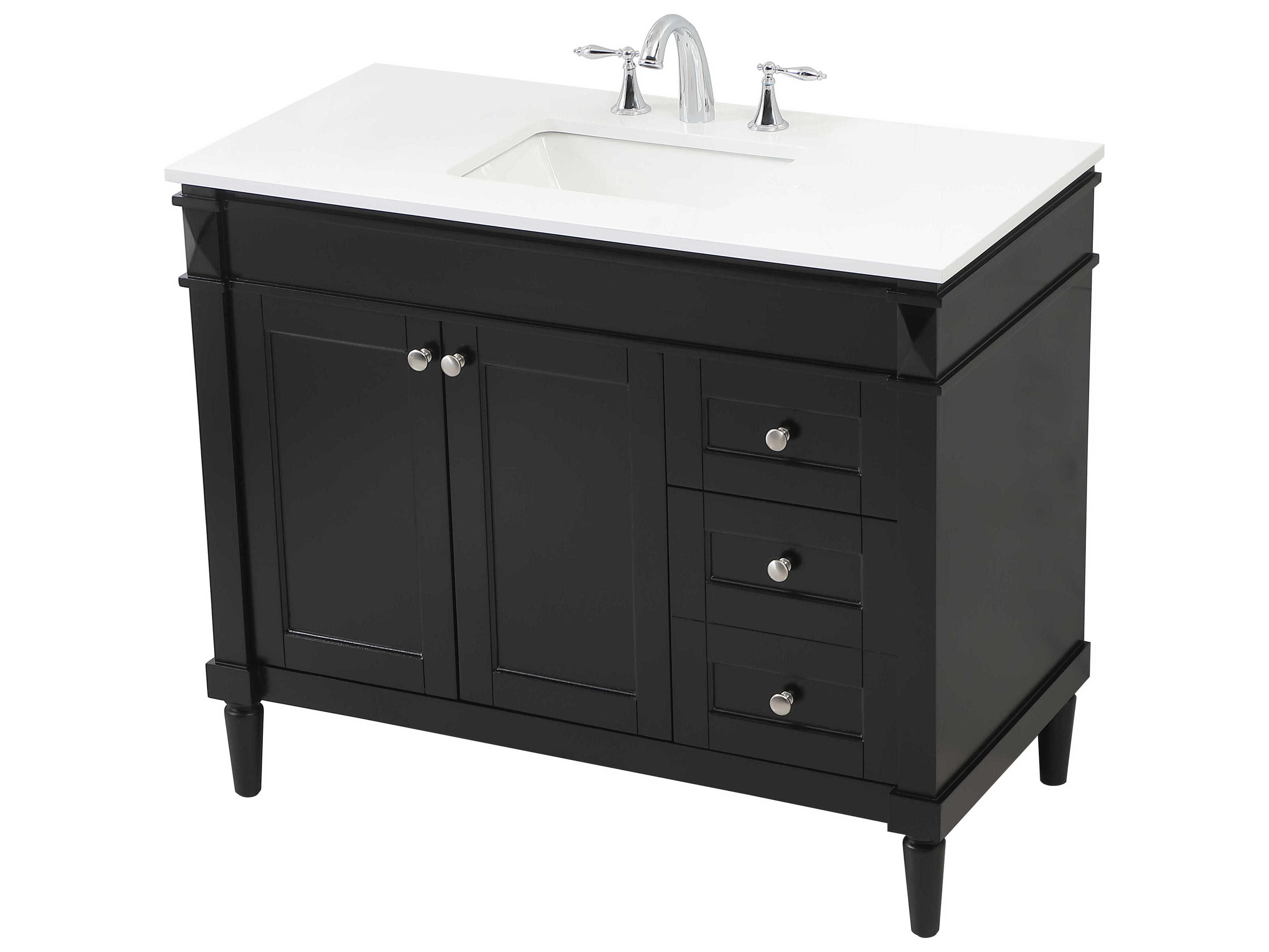 Elegant Lighting Bennett Black / Brushed Nickel 42" Vanity
