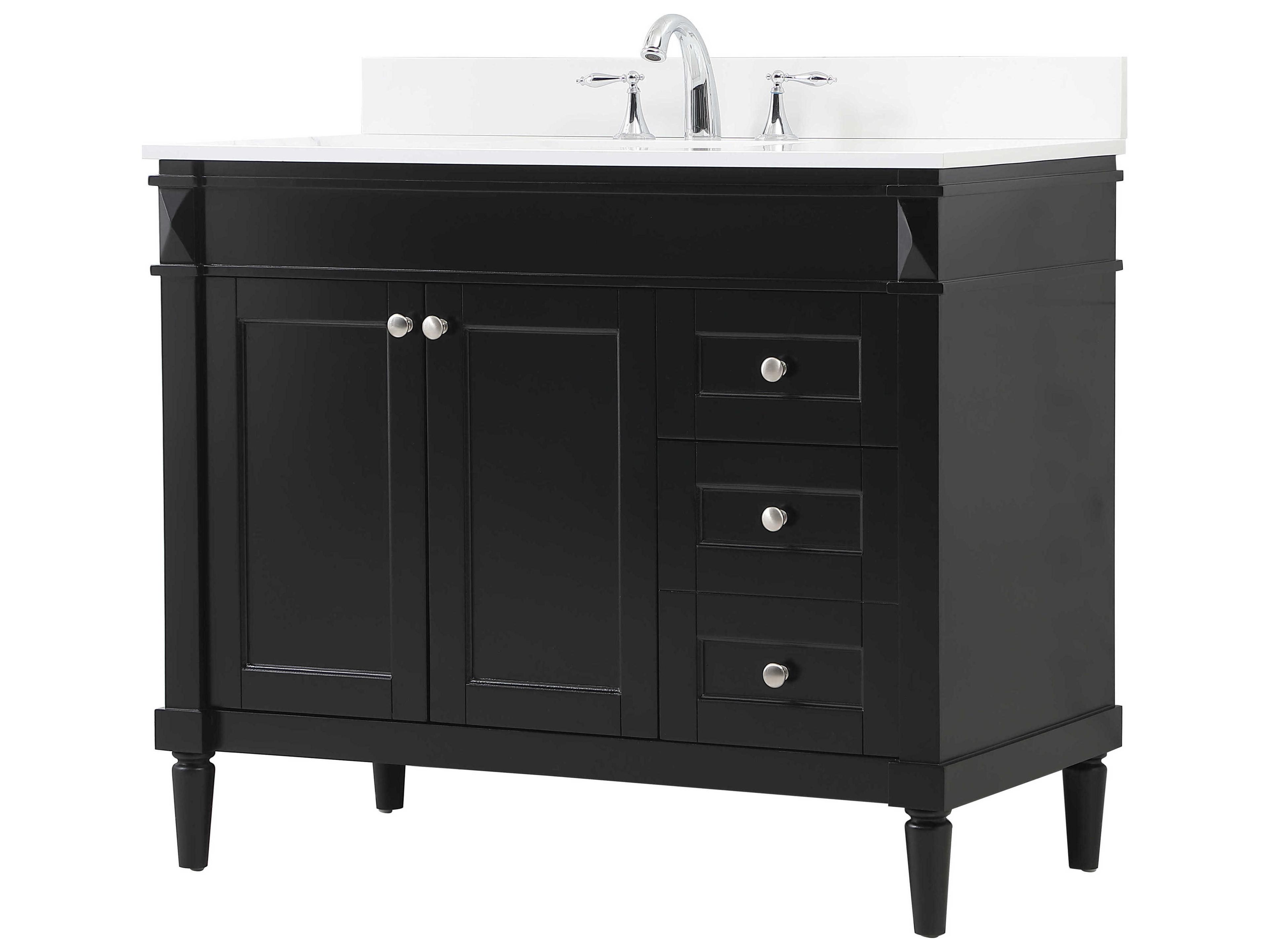 Elegant Lighting Bennett Black / Brushed Nickel 42" Vanity with Backsplash