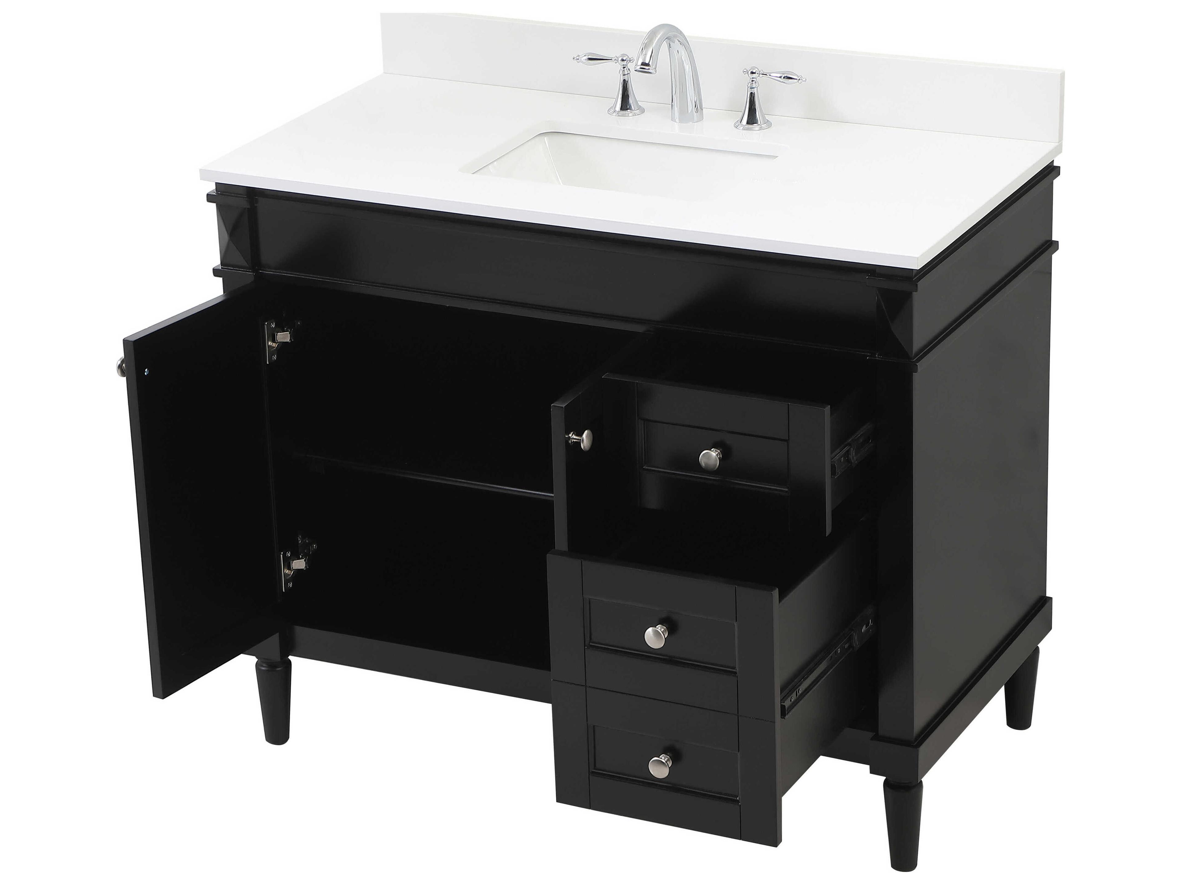 Elegant Lighting Bennett Black / Brushed Nickel 42" Vanity with Backsplash