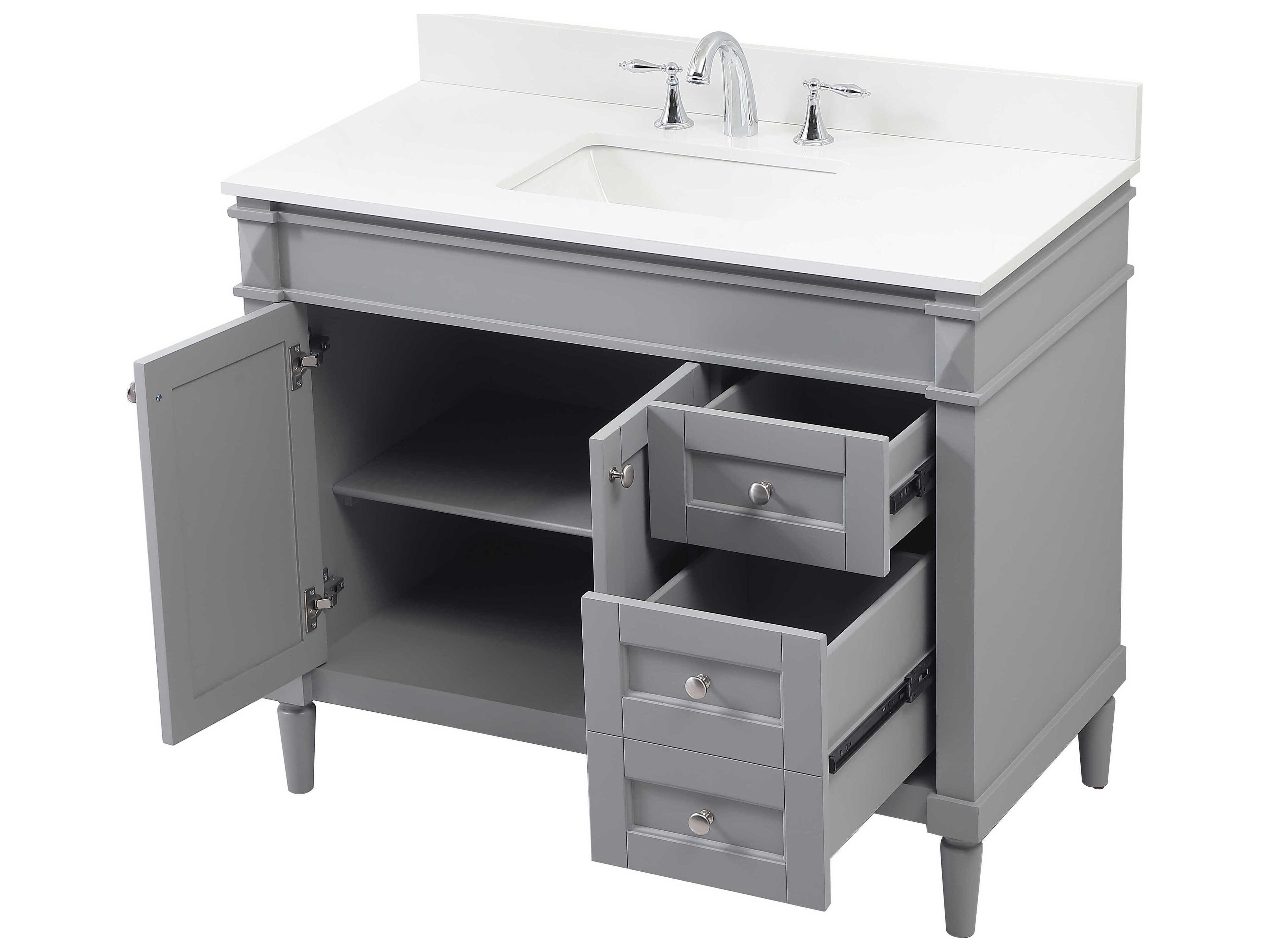 Elegant Lighting Bennett Grey / Brushed Nickel 42" Vanity with Backsplash