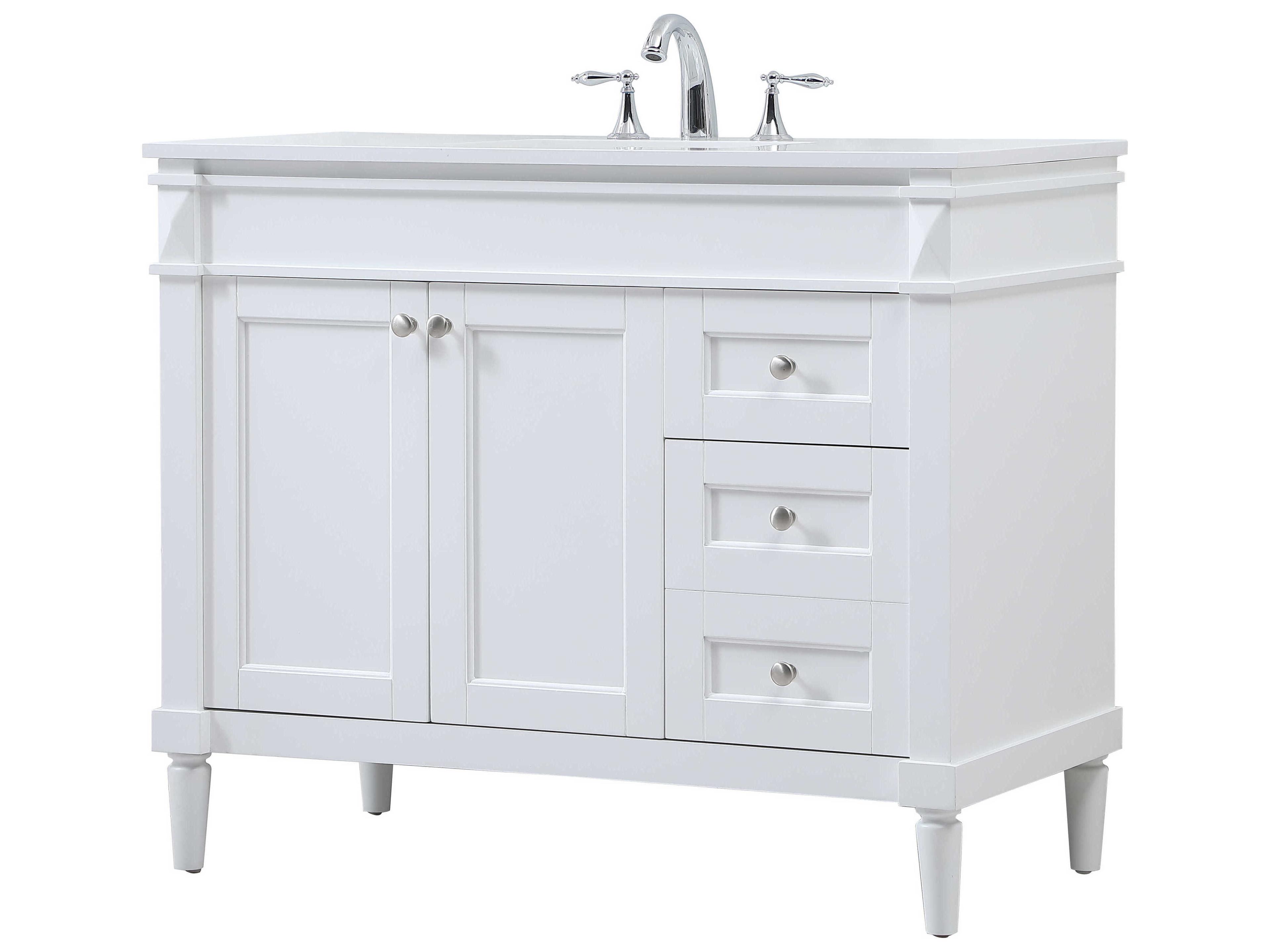 Elegant Lighting Bennett White / Brushed Nickel 42" Vanity