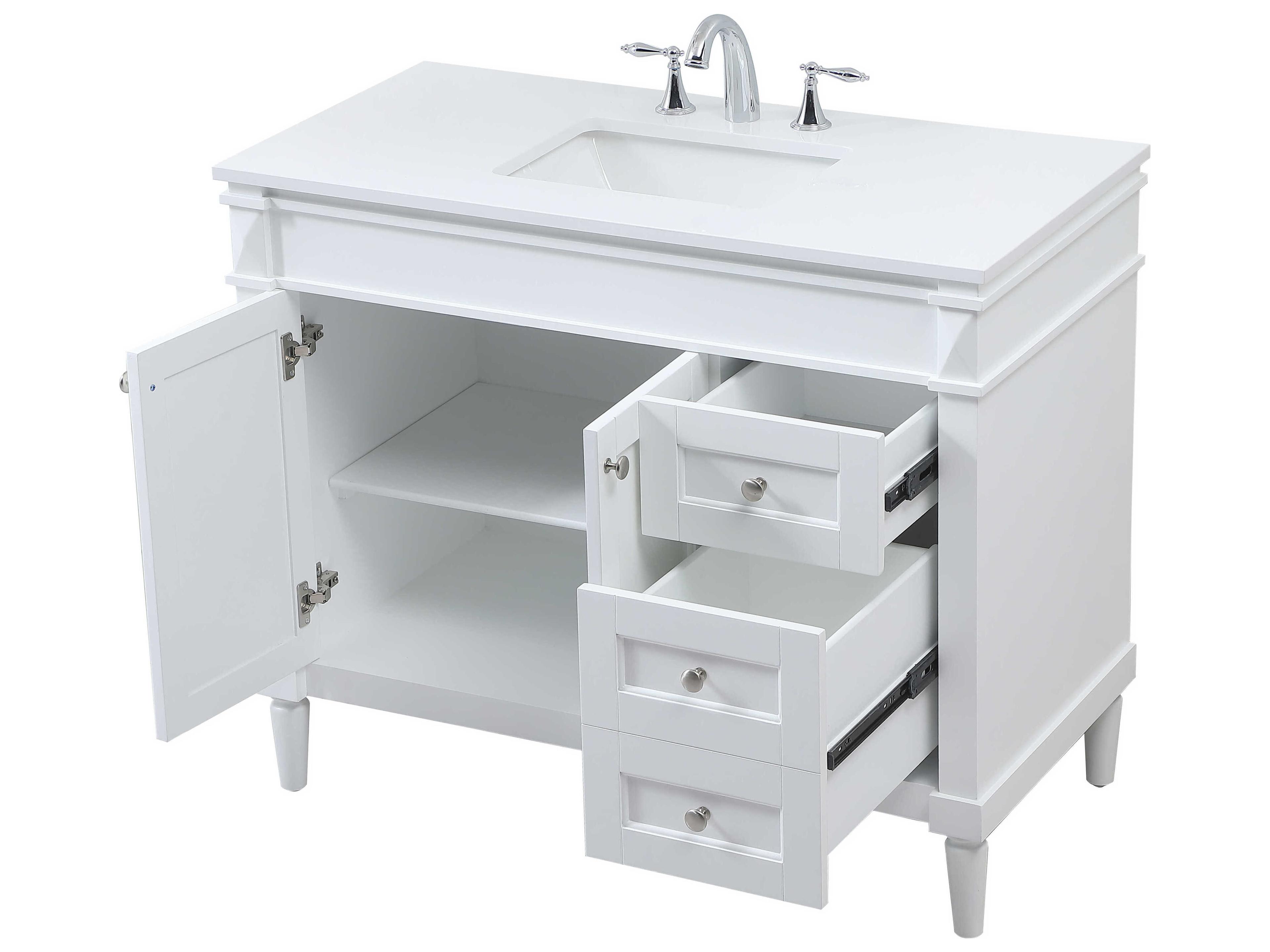 Elegant Lighting Bennett White / Brushed Nickel 42" Vanity