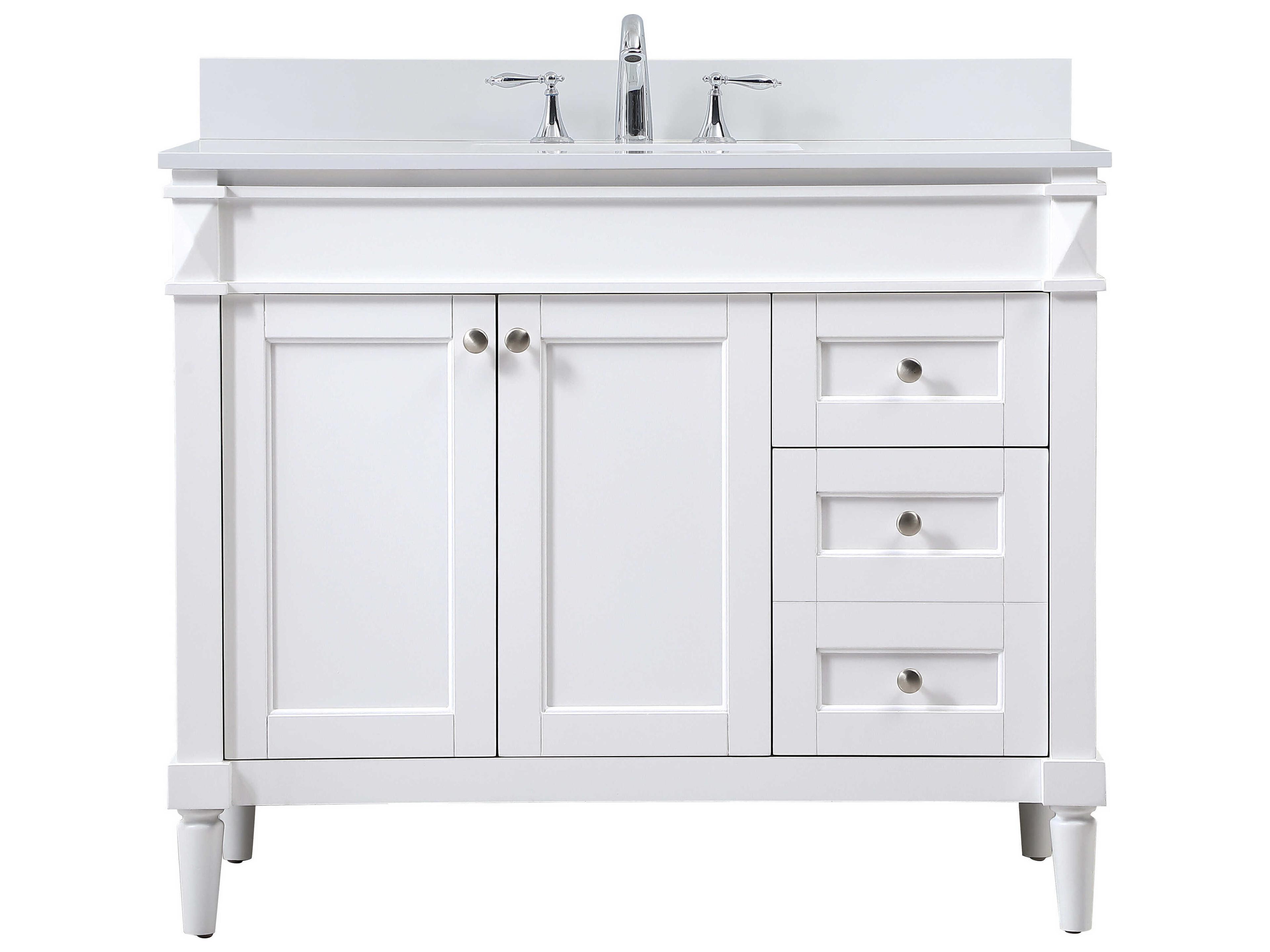 Elegant Lighting Bennett White / Brushed Nickel 42" Vanity with Backsplash