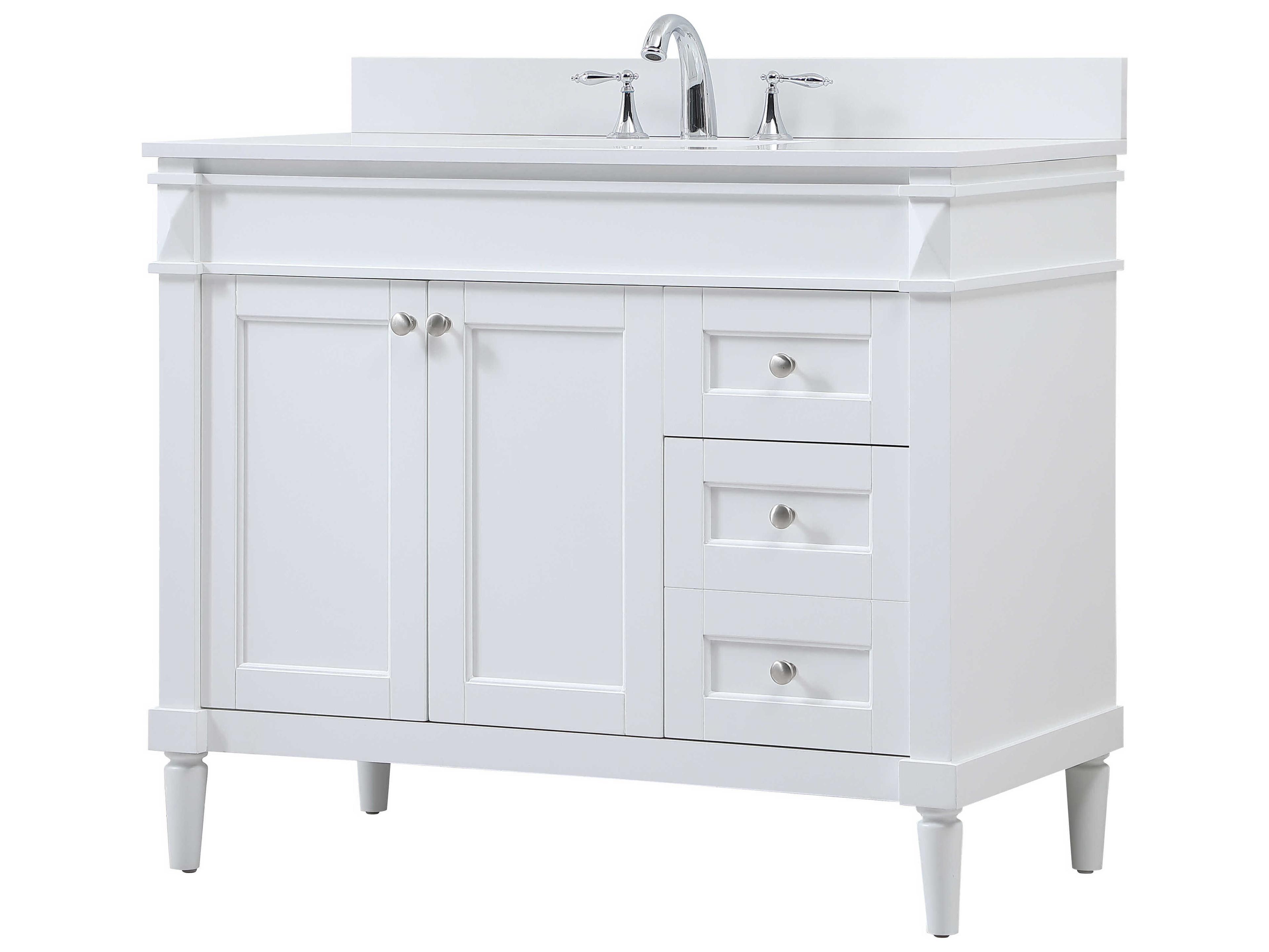 Elegant Lighting Bennett White / Brushed Nickel 42" Vanity with Backsplash