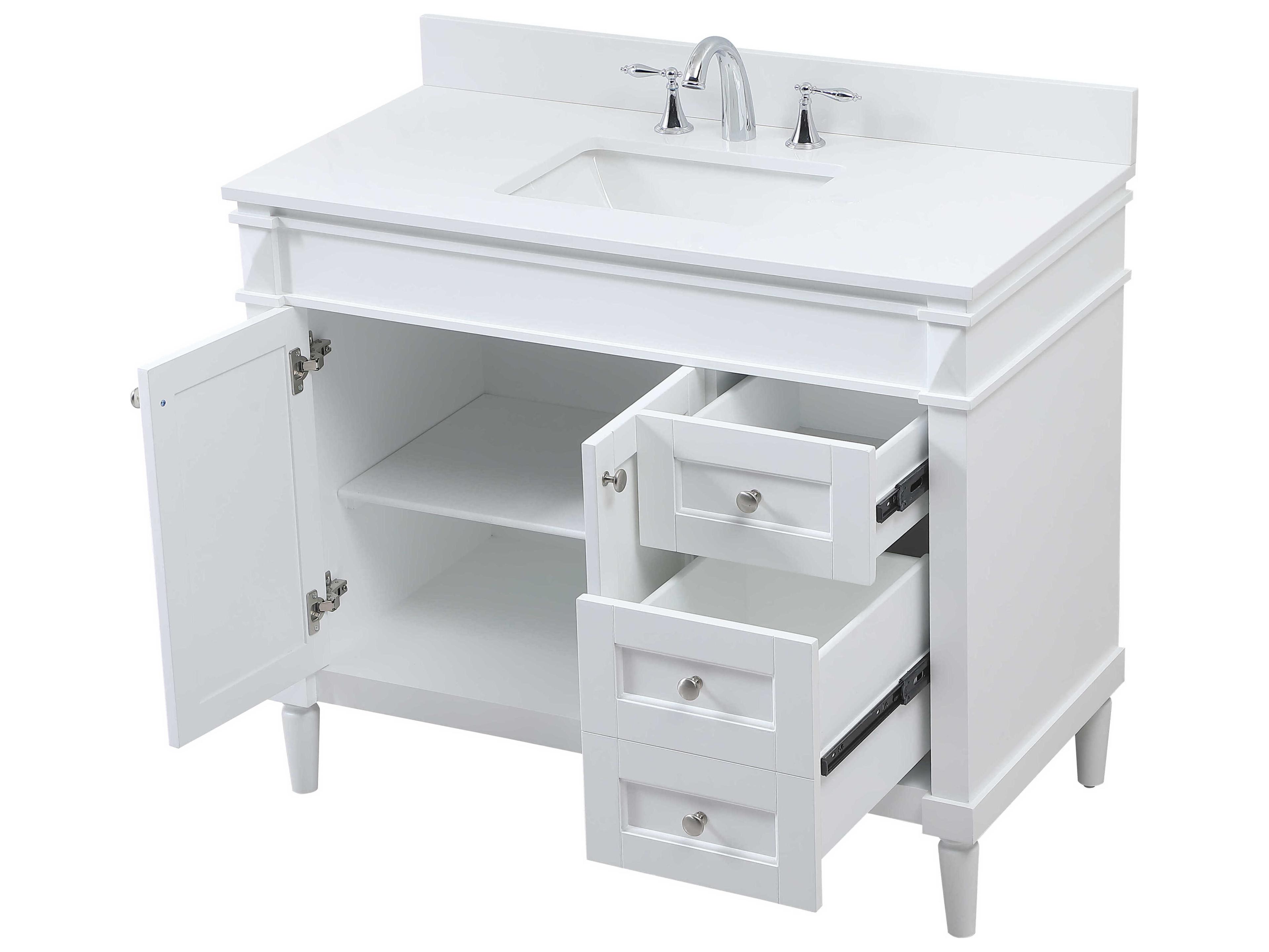 Elegant Lighting Bennett White / Brushed Nickel 42" Vanity with Backsplash