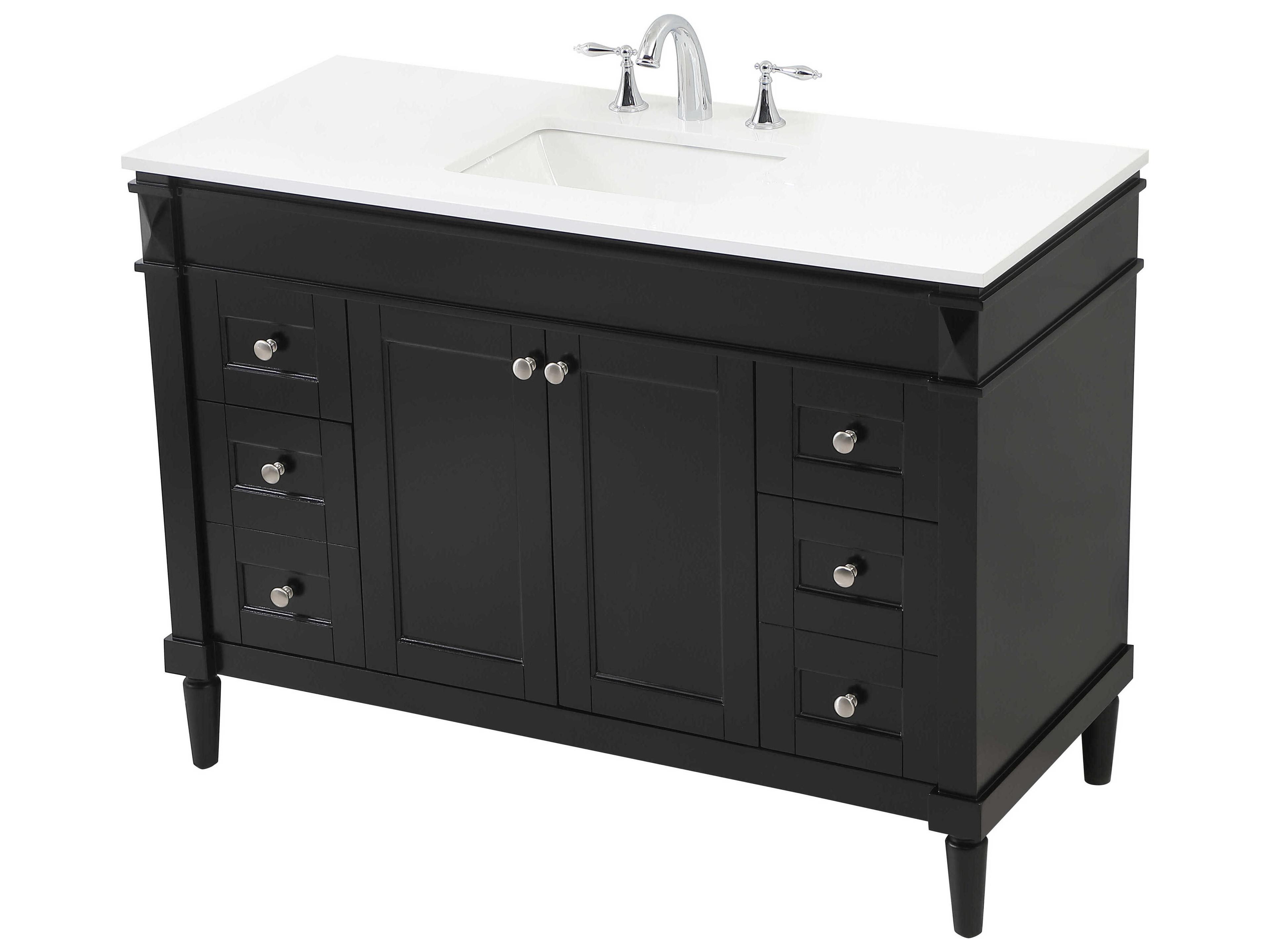 Elegant Lighting Bennett Black / Brushed Nickel 48" Vanity