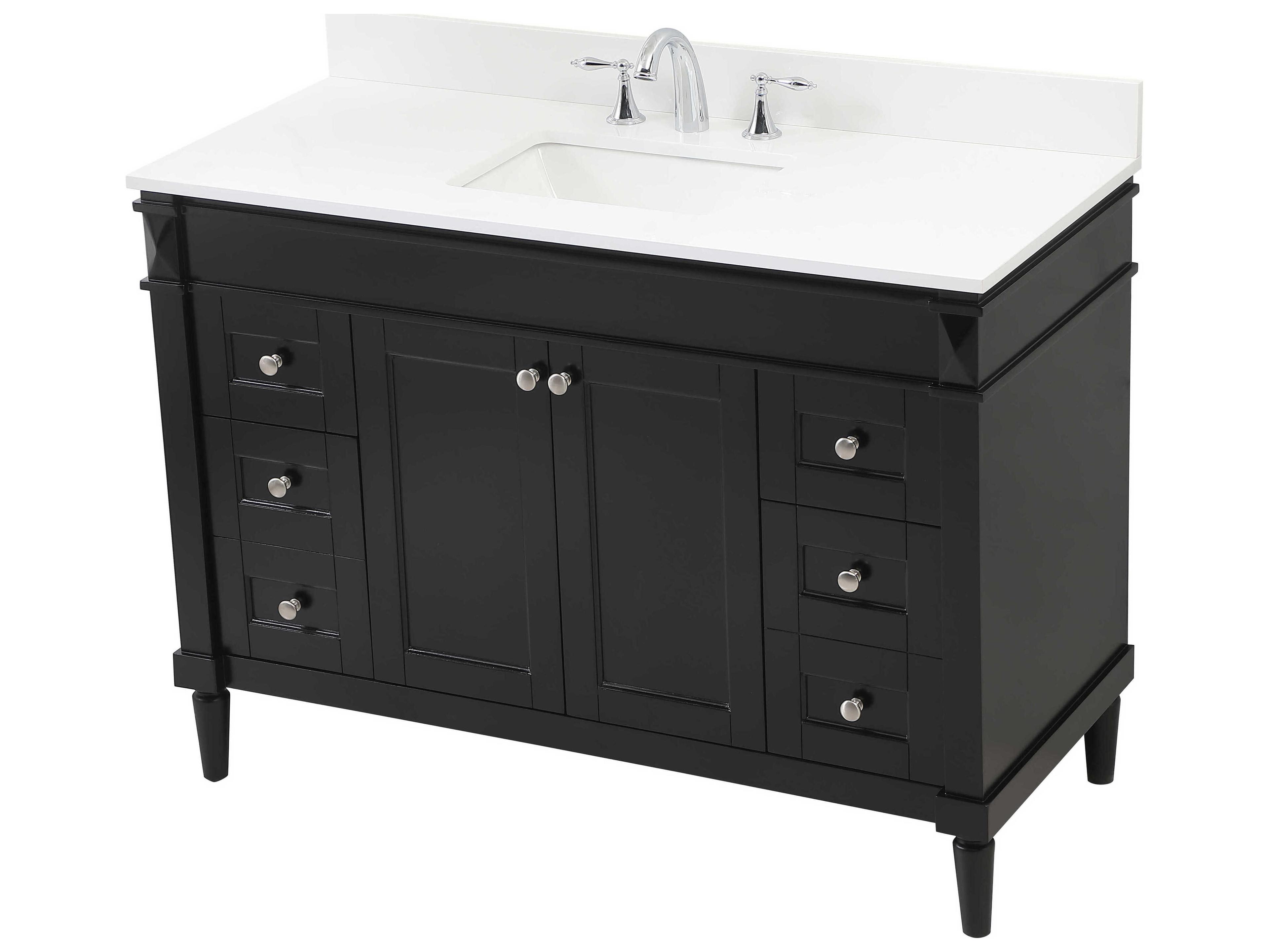 Elegant Lighting Bennett Black / Brushed Nickel 48" Vanity with Backsplash