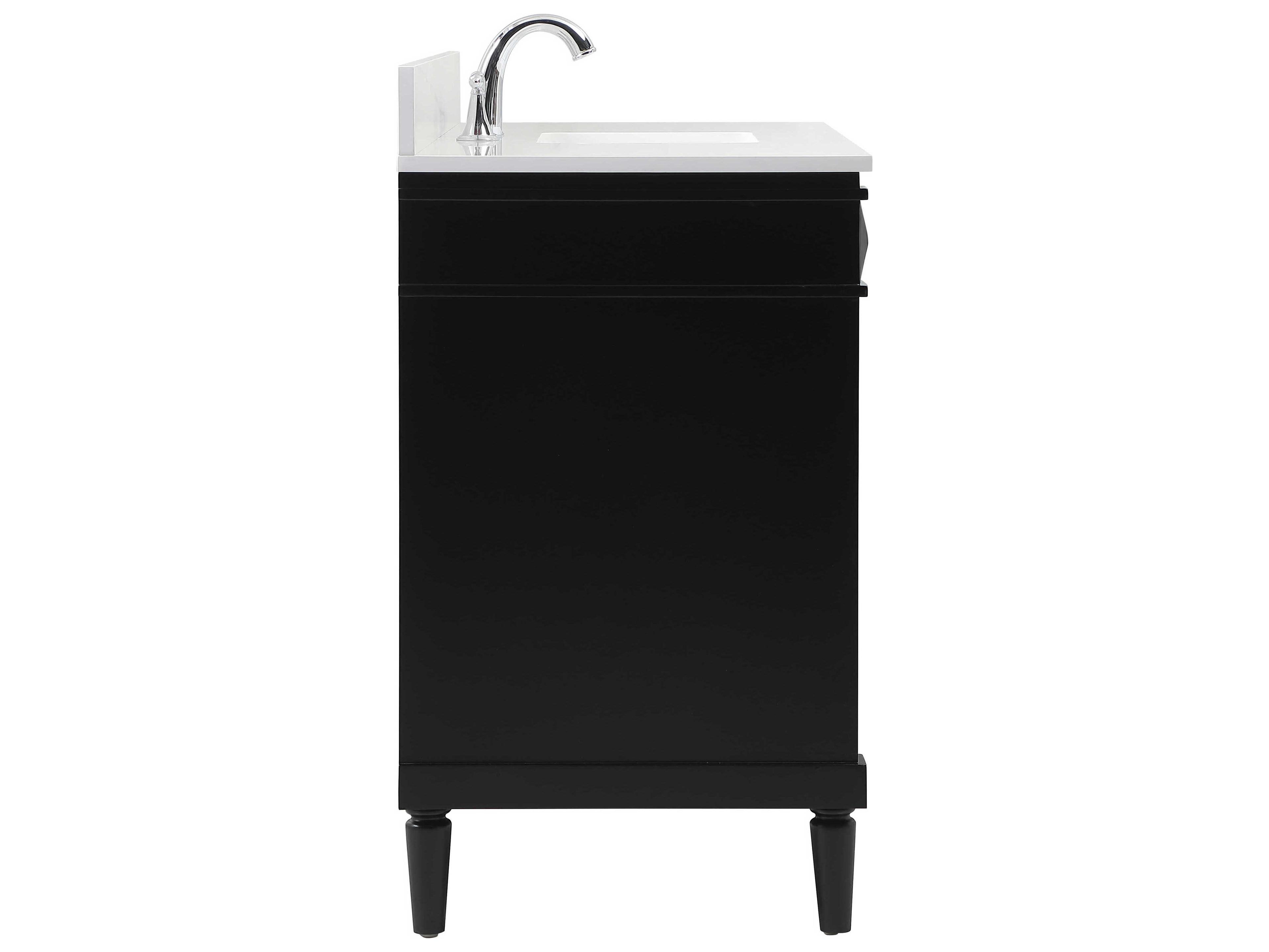 Elegant Lighting Bennett Black / Brushed Nickel 48" Vanity with Backsplash