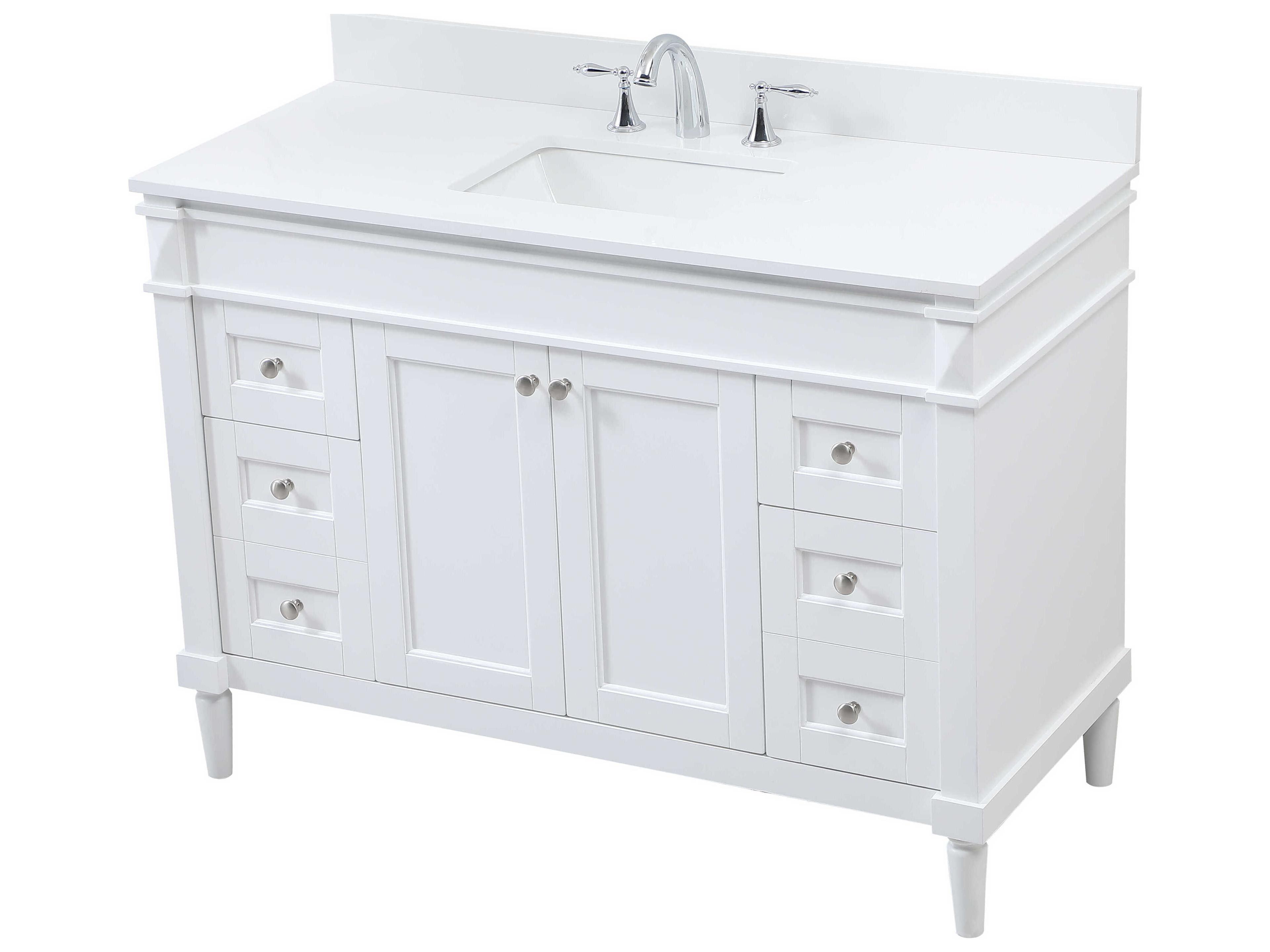 Elegant Lighting Bennett White / Brushed Nickel 48" Vanity with Backsplash