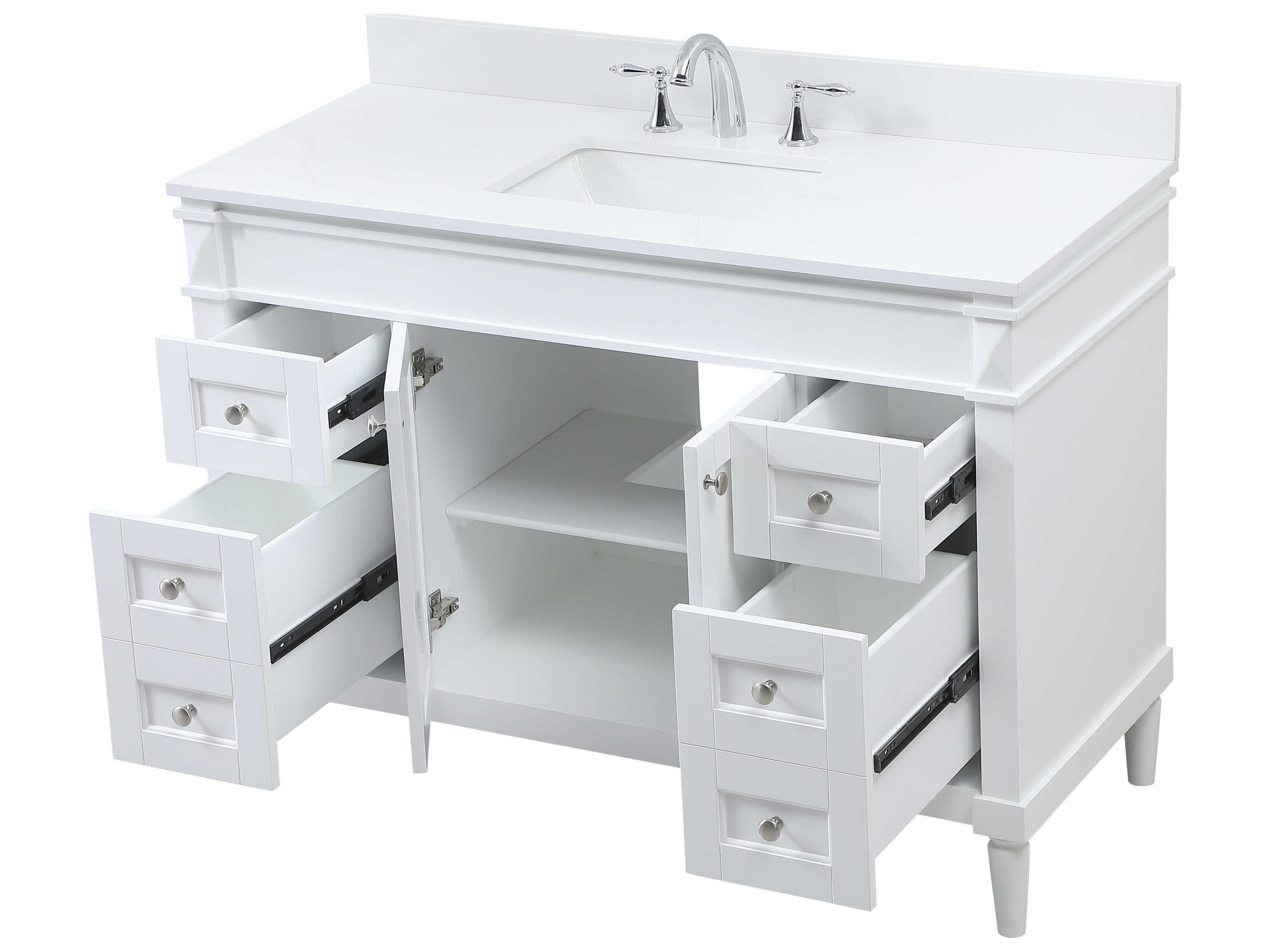 Elegant Lighting Bennett White / Brushed Nickel 48" Vanity with Backsplash