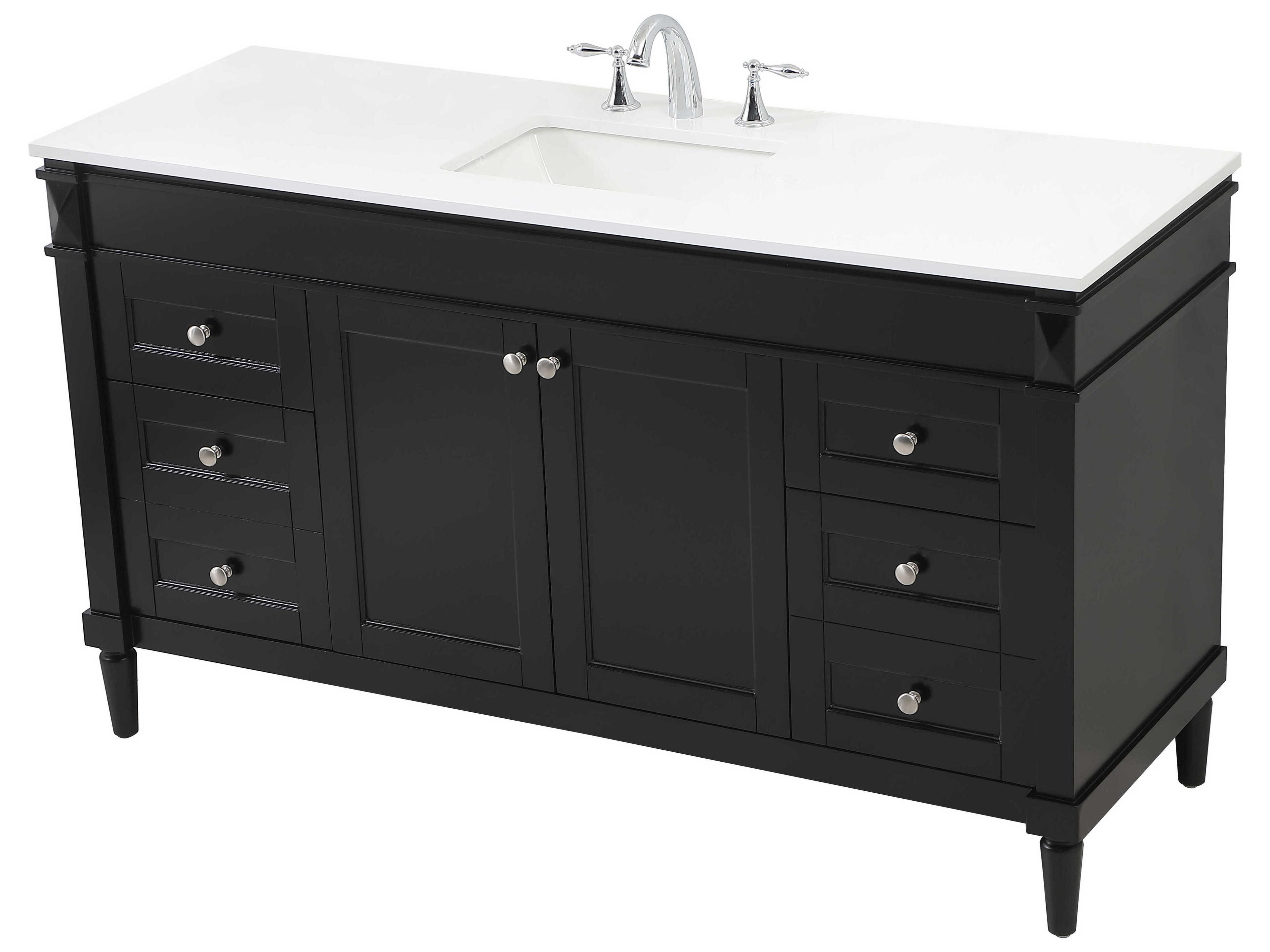 Elegant Lighting Bennett Black / Brushed Nickel 60" Vanity