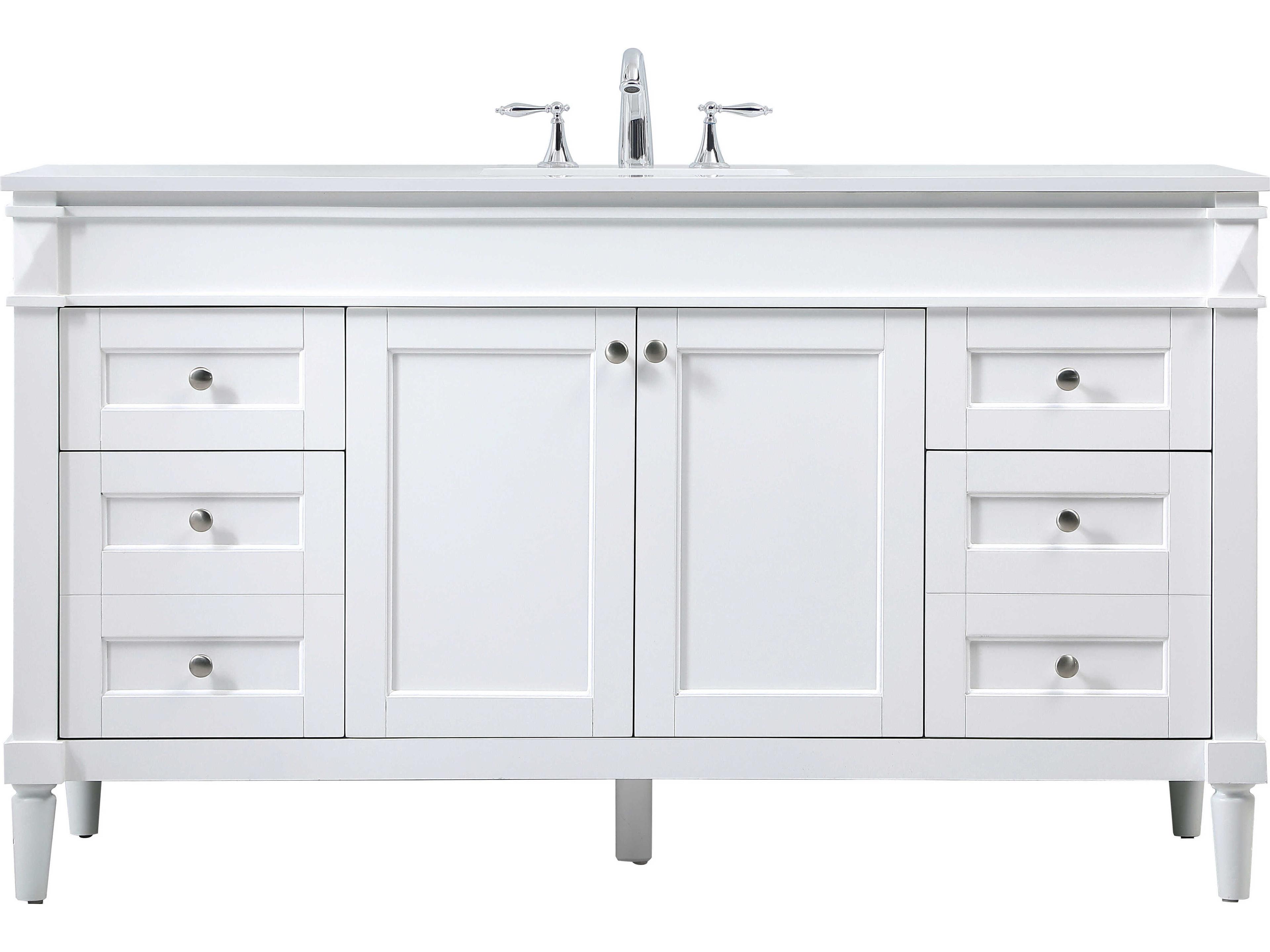 Elegant Lighting Bennett White / Brushed Nickel 60" Vanity