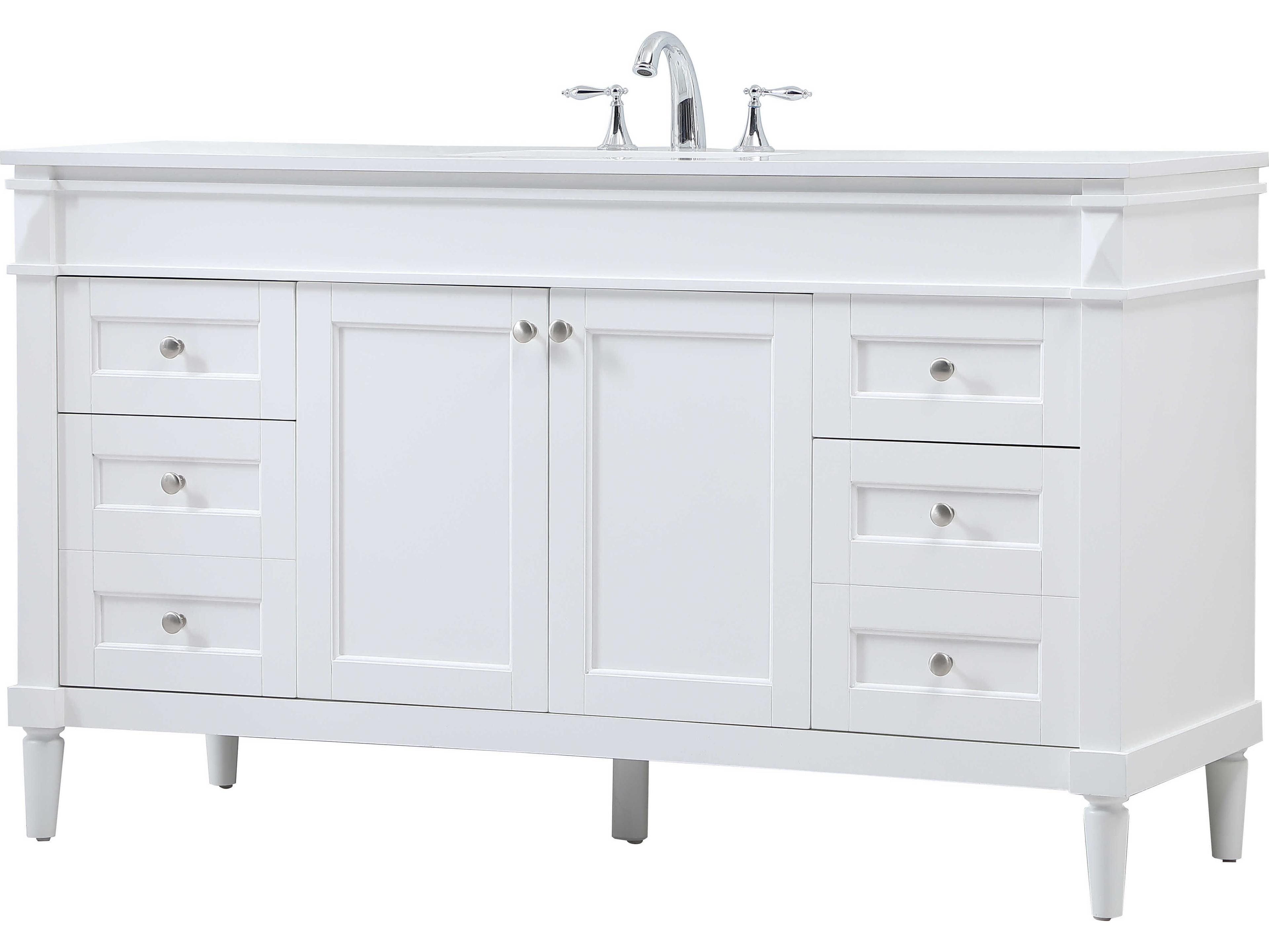 Elegant Lighting Bennett White / Brushed Nickel 60" Vanity