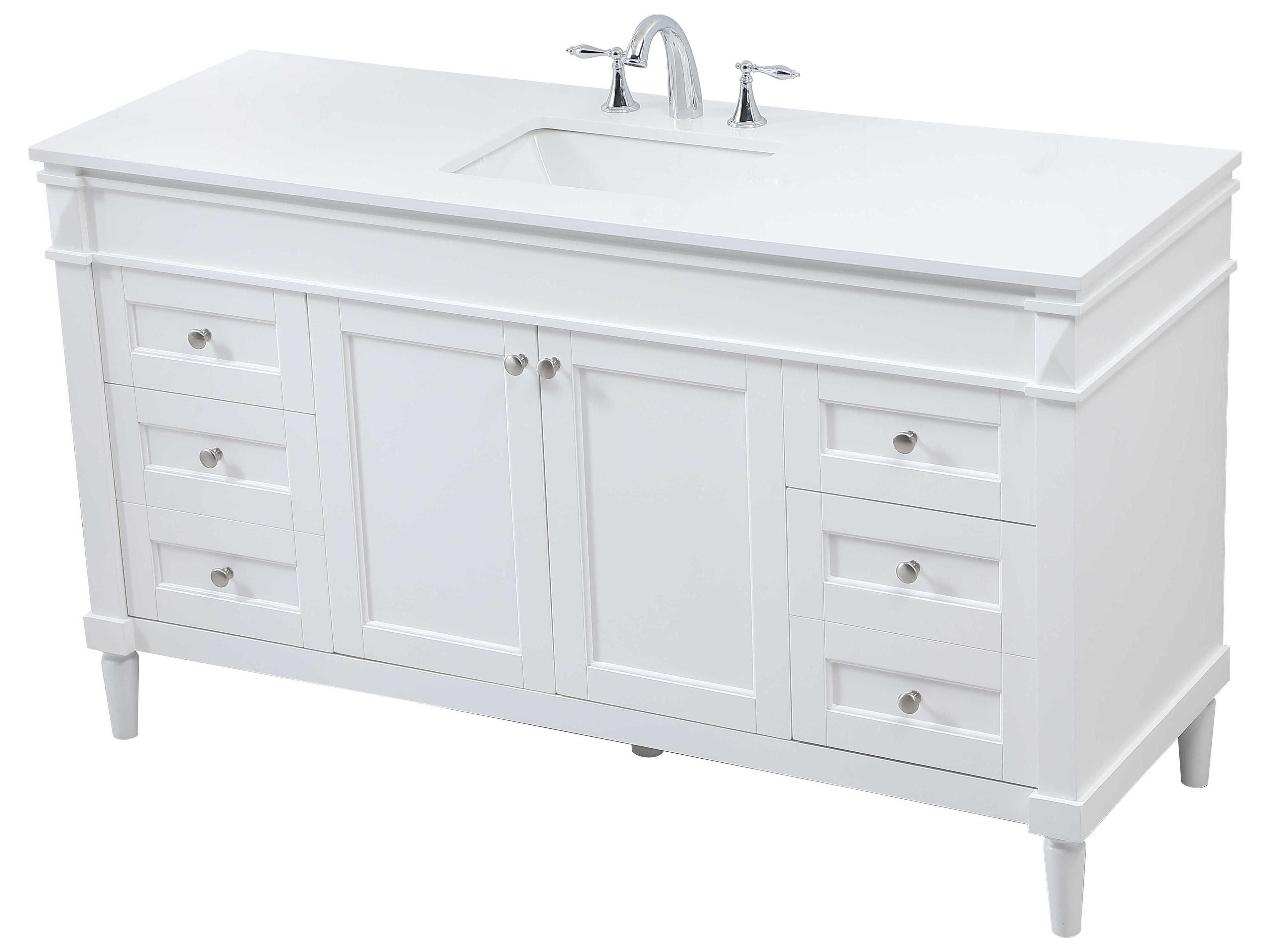 Elegant Lighting Bennett White / Brushed Nickel 60" Vanity