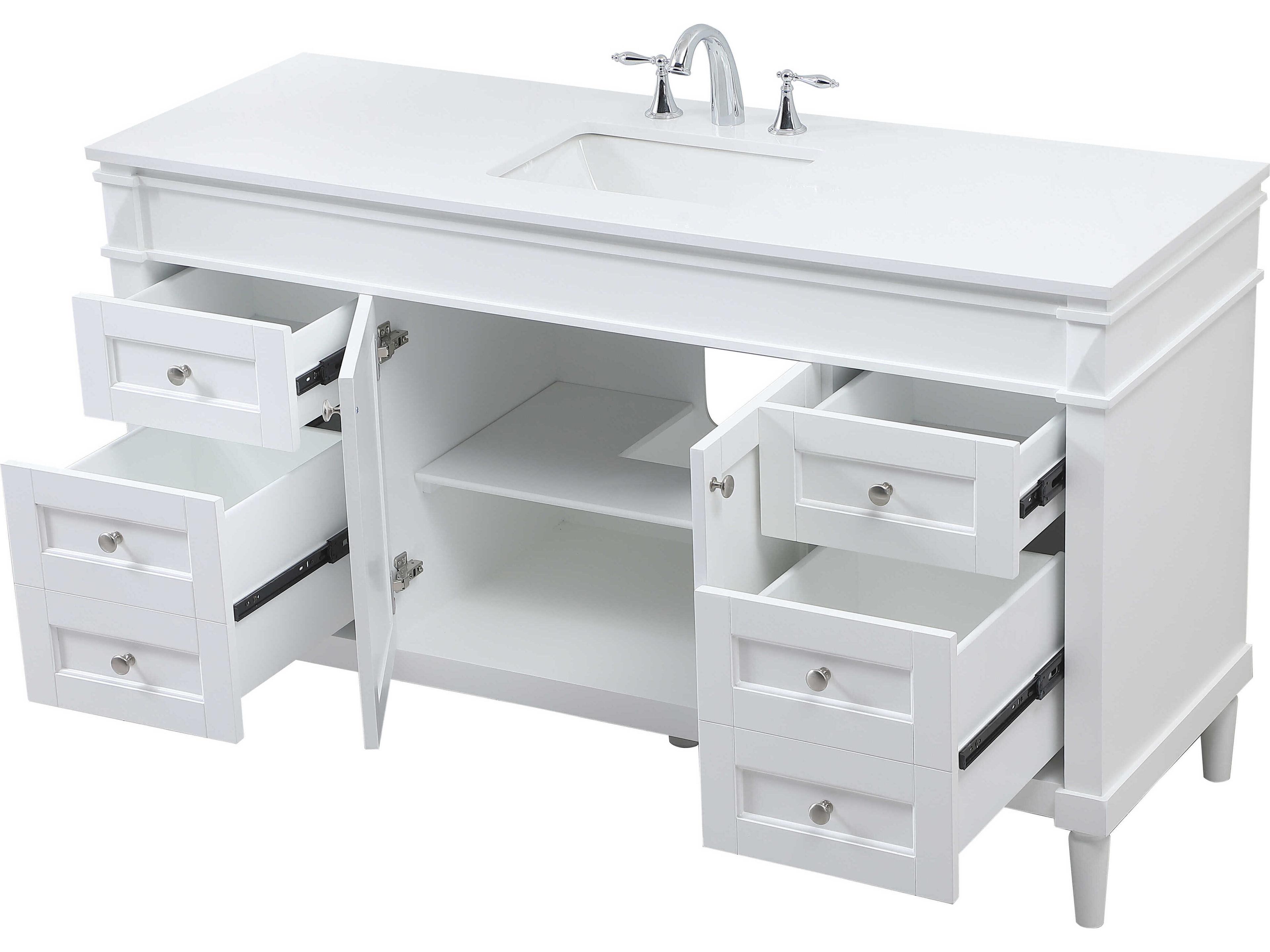 Elegant Lighting Bennett White / Brushed Nickel 60" Vanity