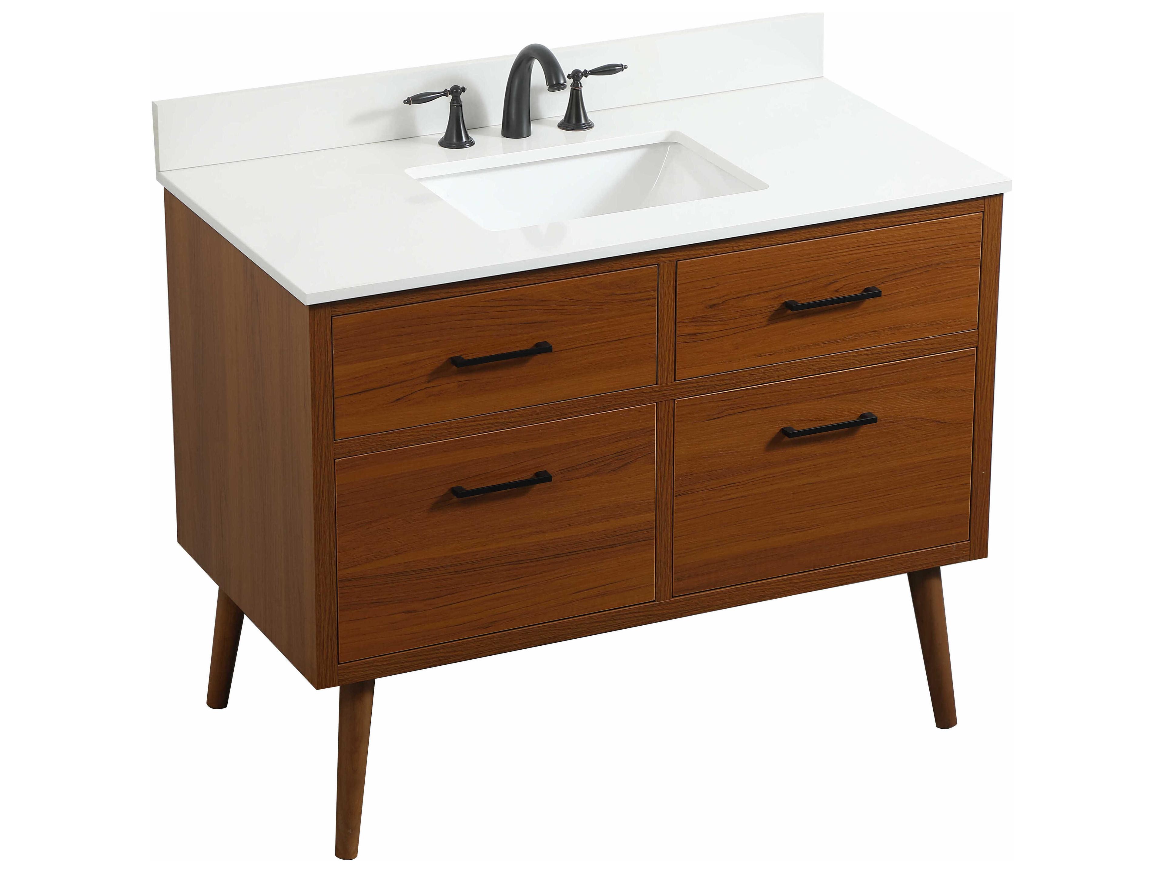 Elegant Lighting Boise Teak 42" Vanity with Backsplash