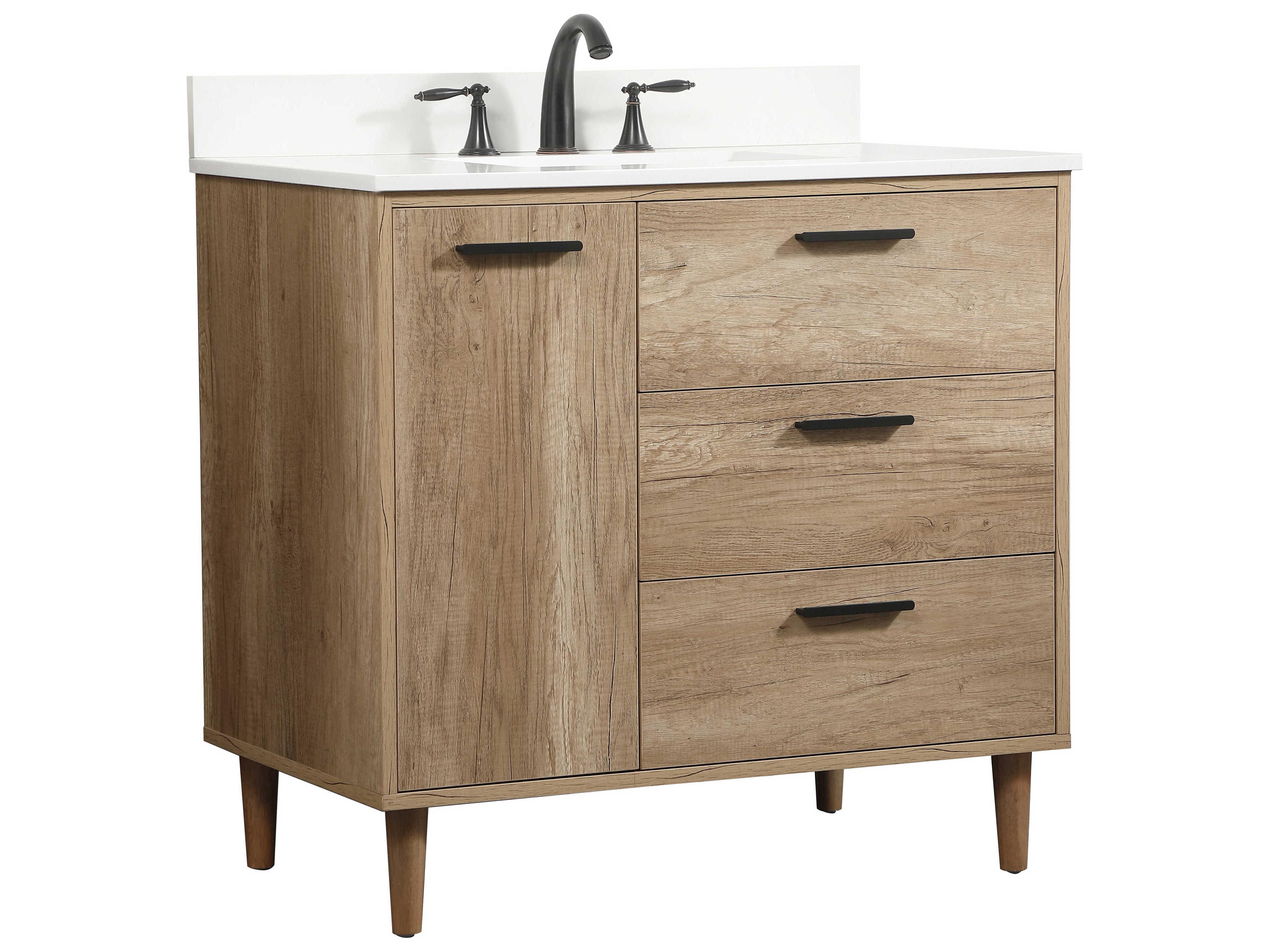 Elegant Lighting Baldwin Natural Oak 36" Vanity with Backsplash