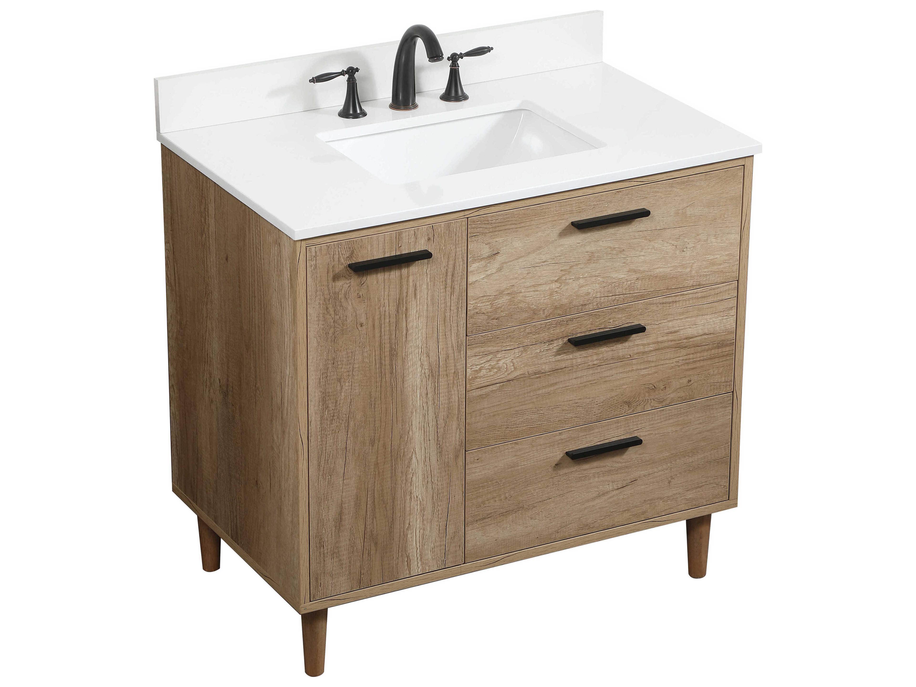Elegant Lighting Baldwin Natural Oak 36" Vanity with Backsplash