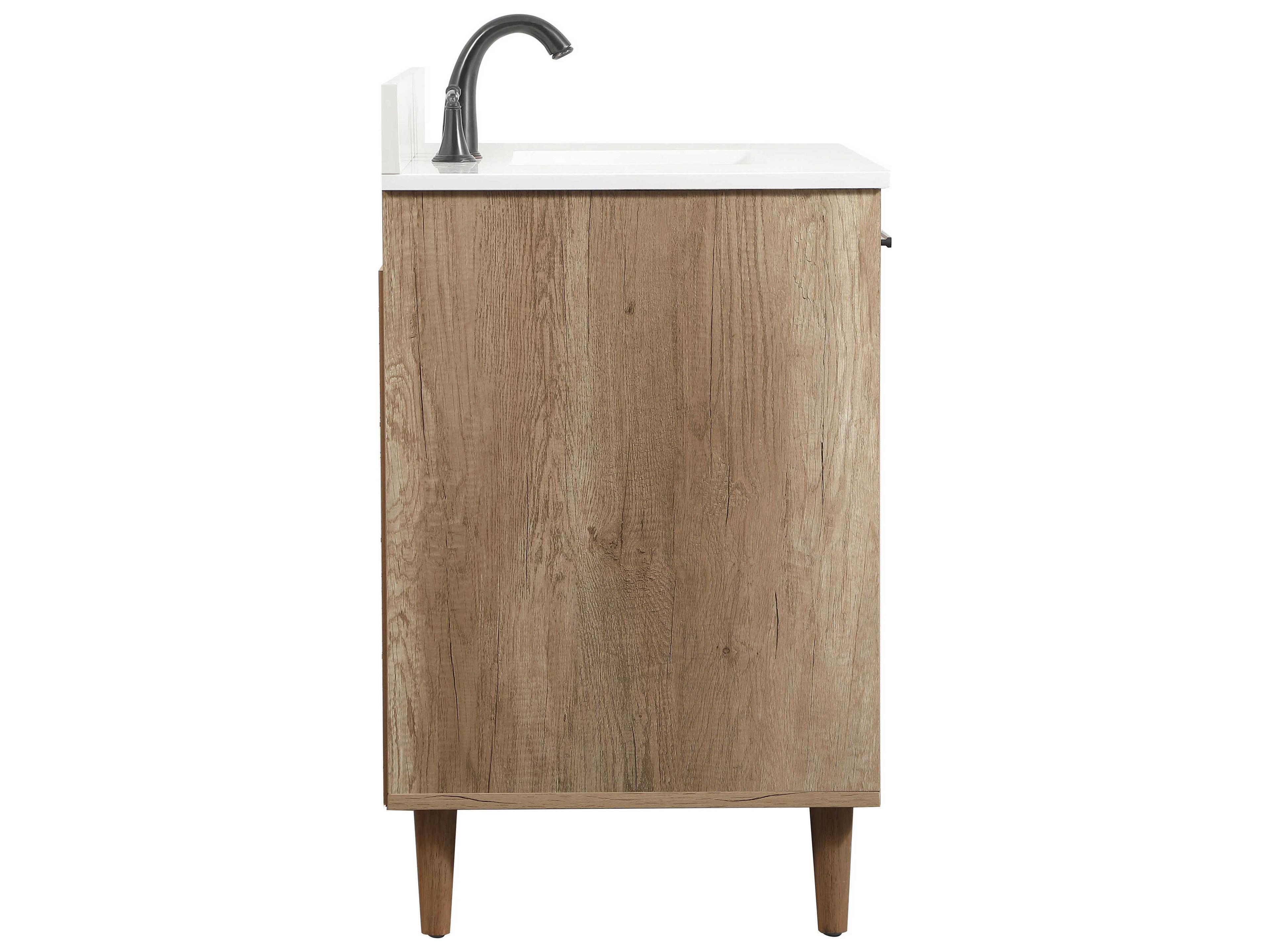 Elegant Lighting Baldwin Natural Oak 36" Vanity with Backsplash