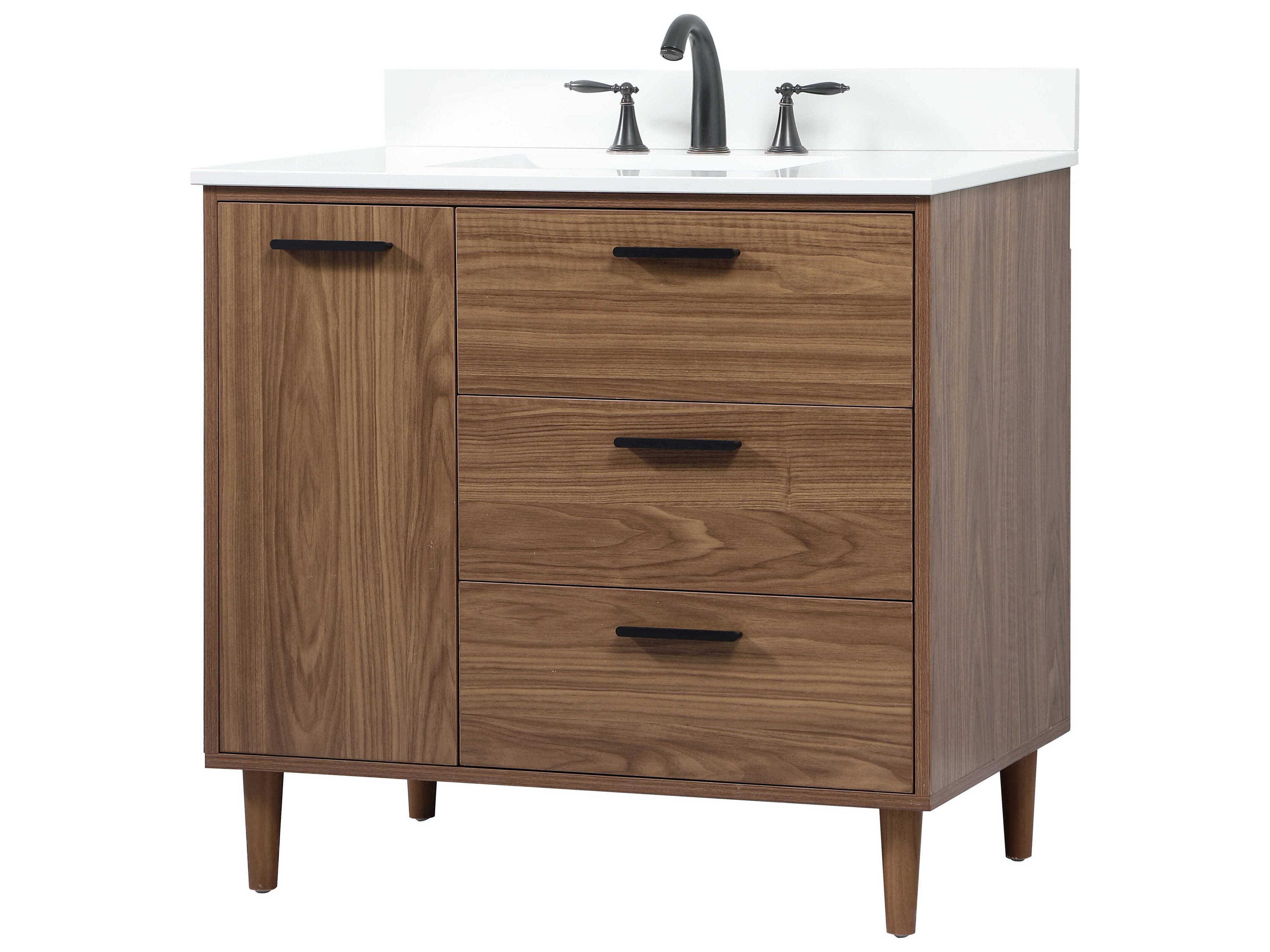 Elegant Lighting Baldwin Walnut Brown 36" Vanity with Backsplash