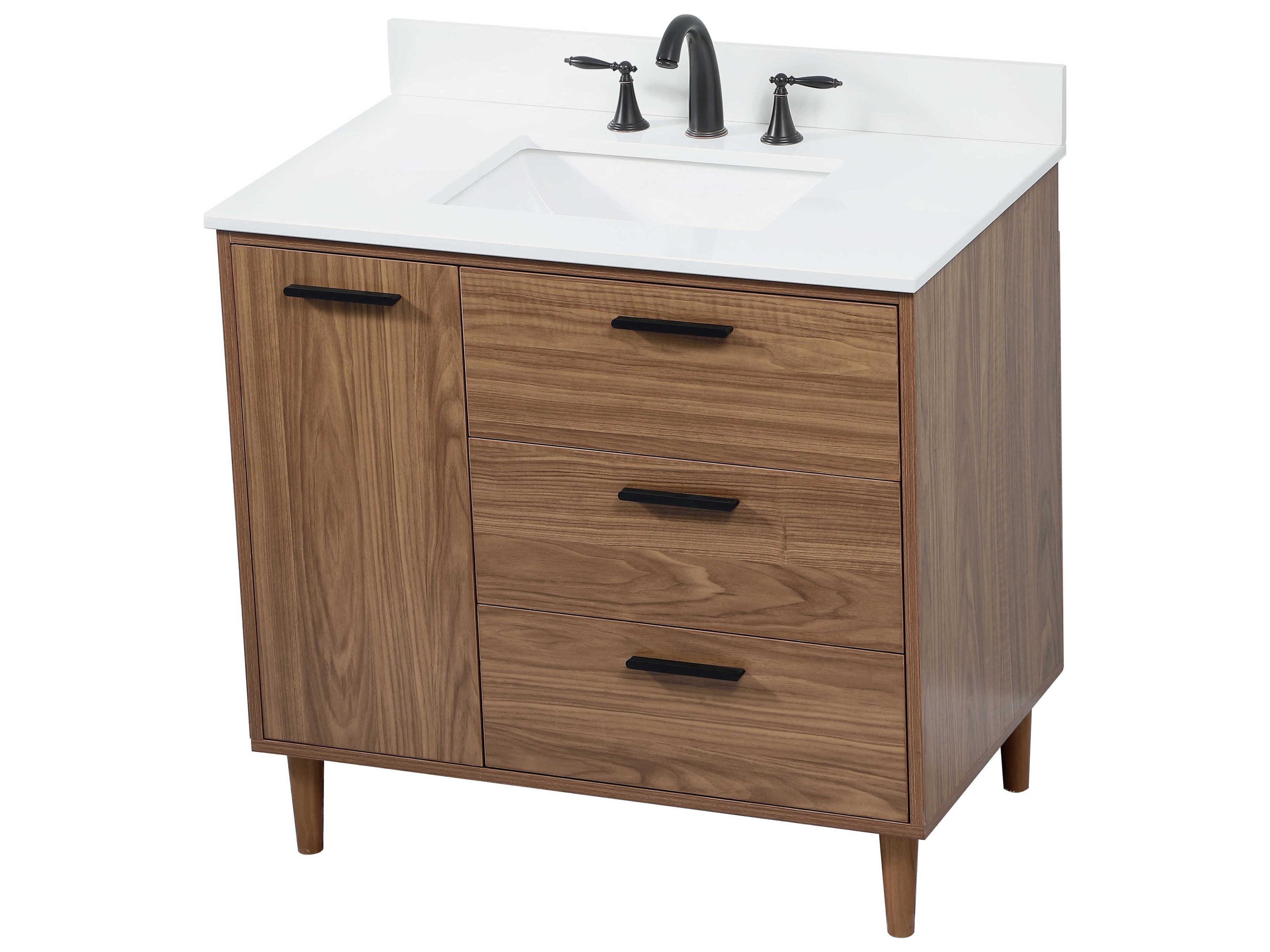 Elegant Lighting Baldwin Walnut Brown 36" Vanity with Backsplash