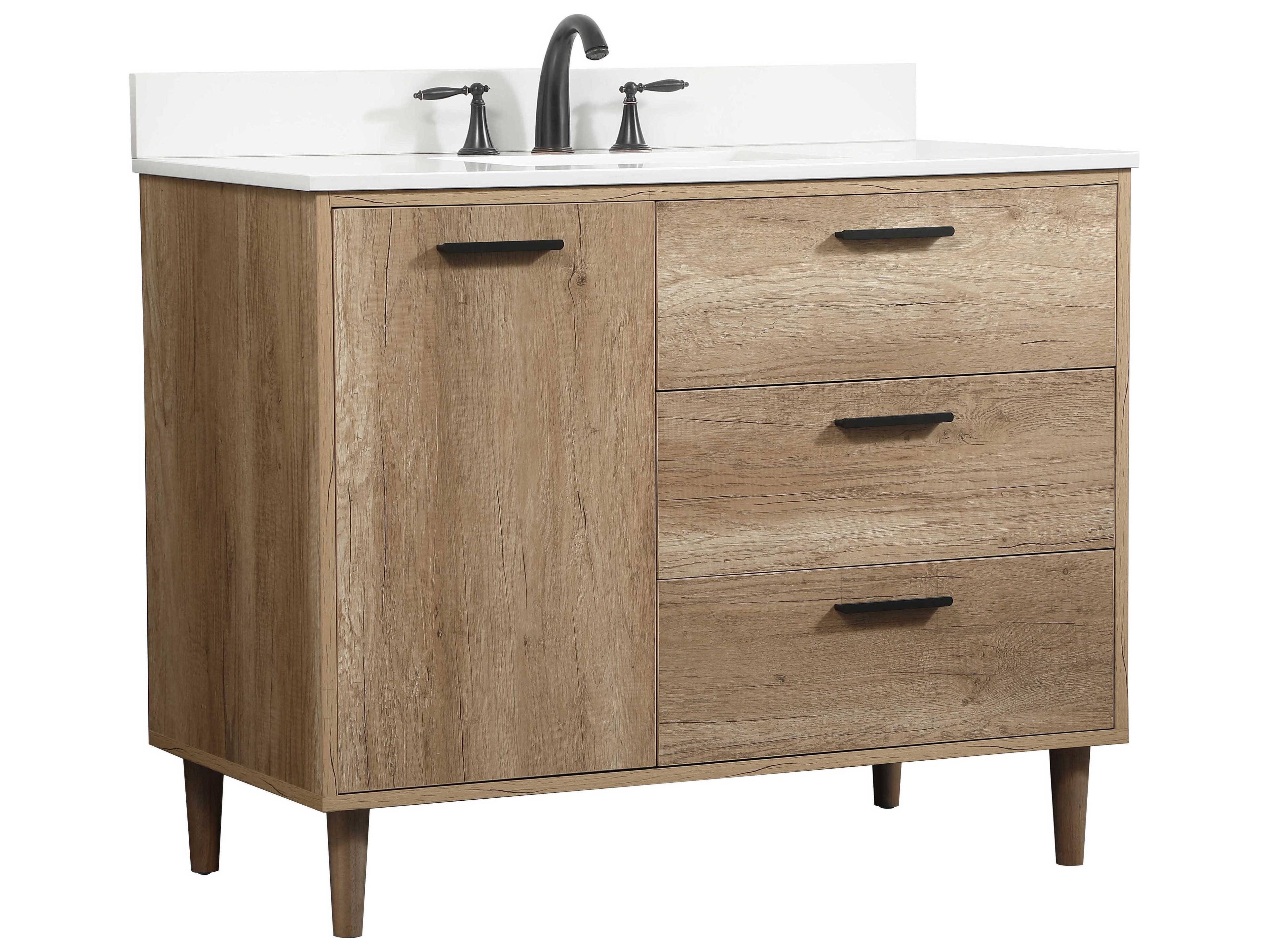 Elegant Lighting Baldwin Natural Oak 42" Vanity with Backsplash