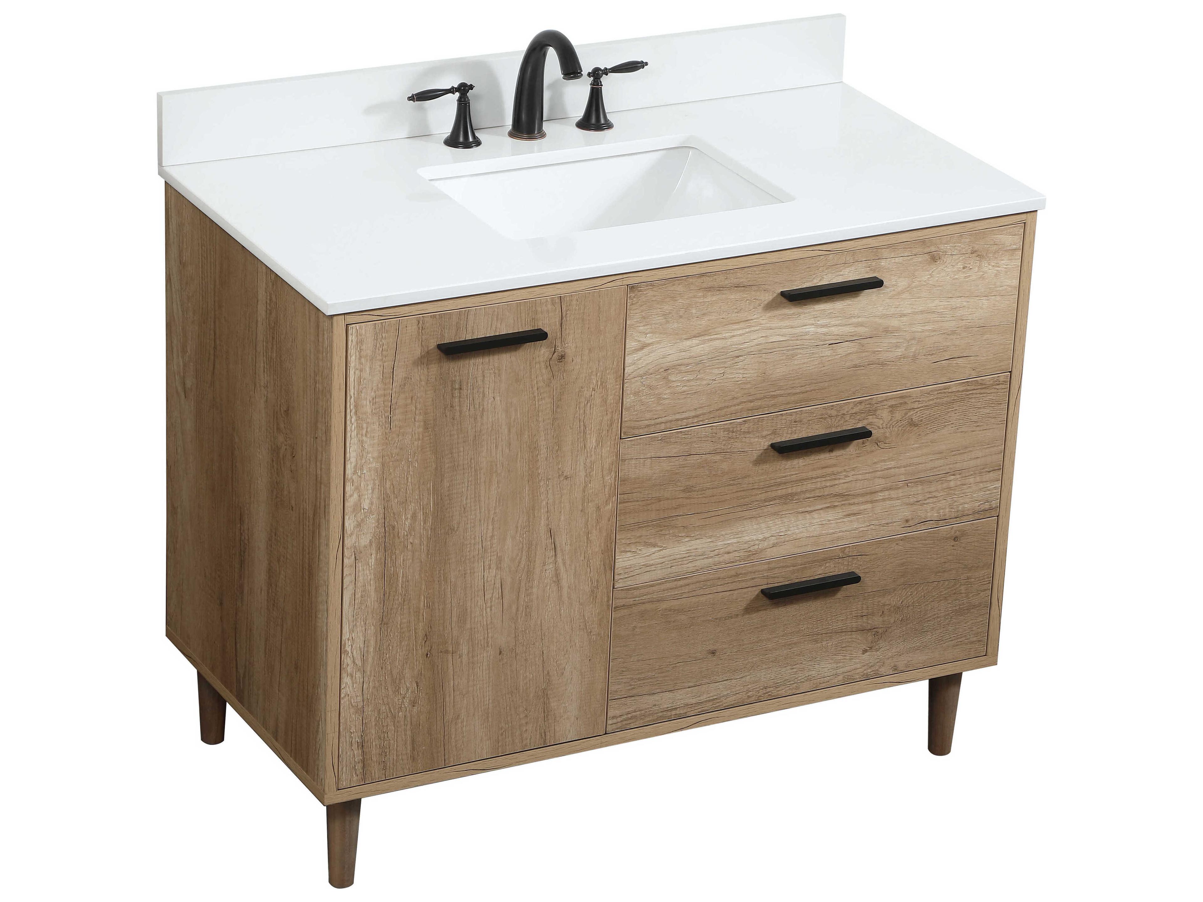 Elegant Lighting Baldwin Natural Oak 42" Vanity with Backsplash