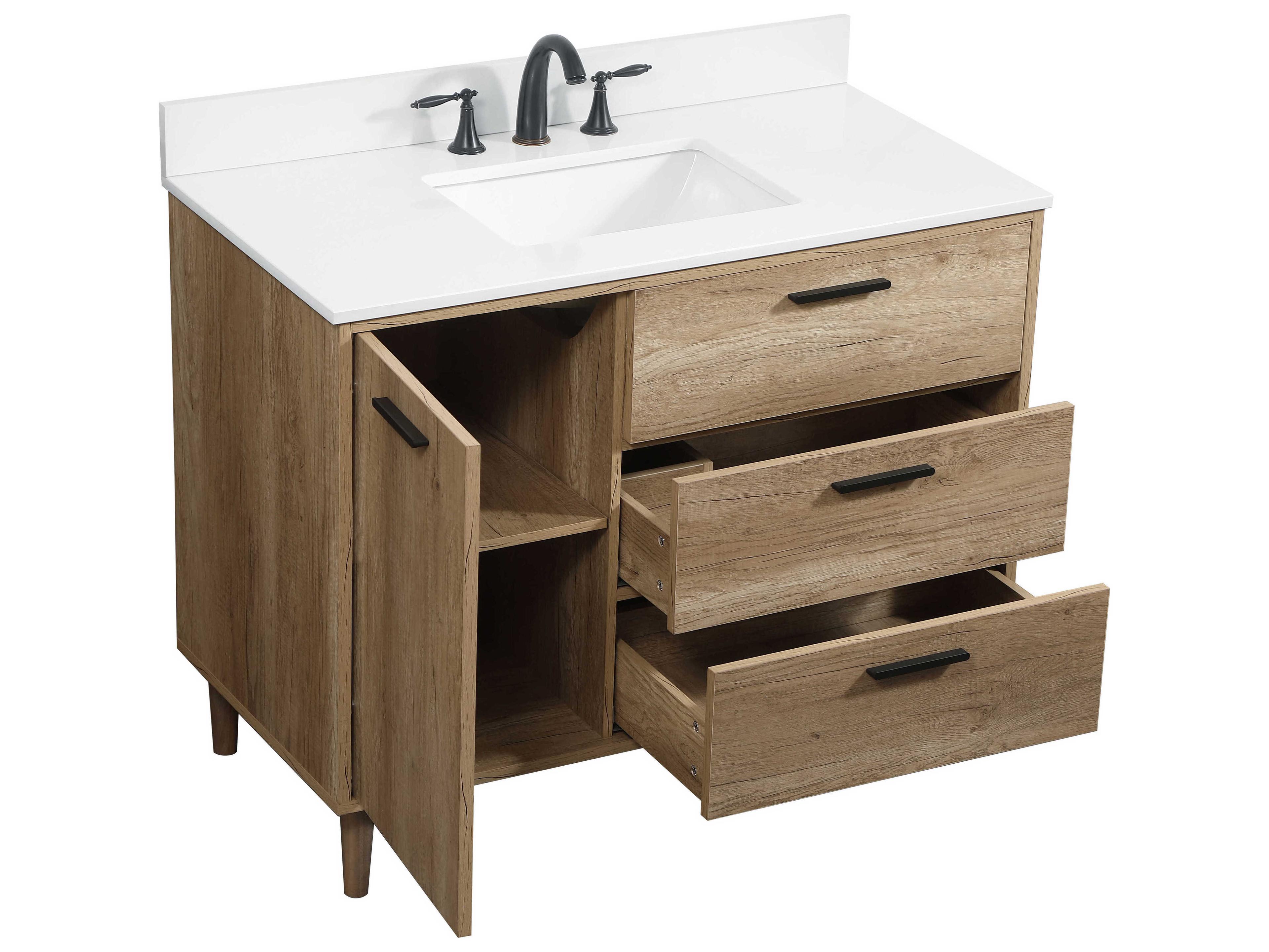 Elegant Lighting Baldwin Natural Oak 42" Vanity with Backsplash