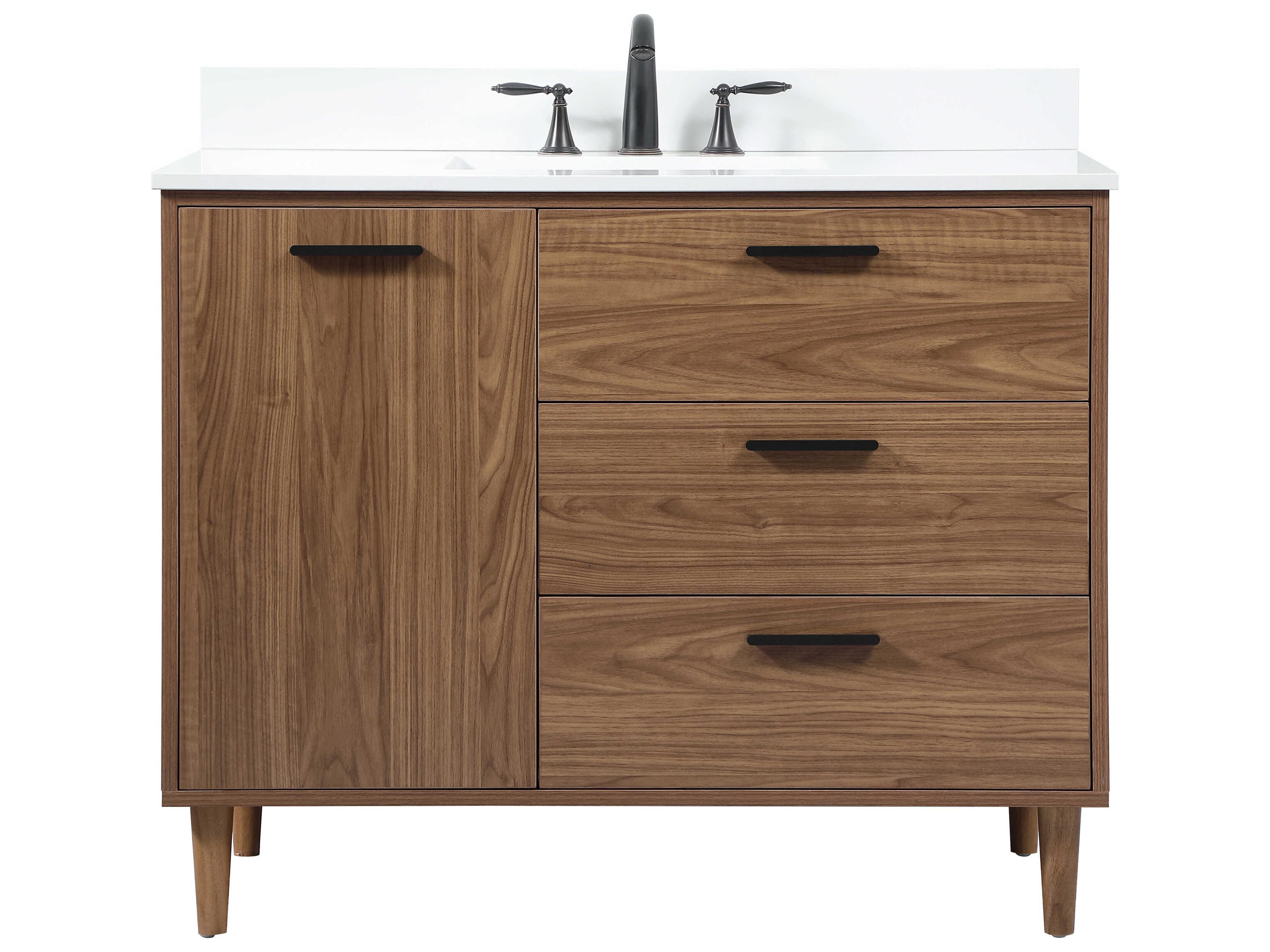Elegant Lighting Baldwin Walnut Brown 42" Vanity with Backsplash