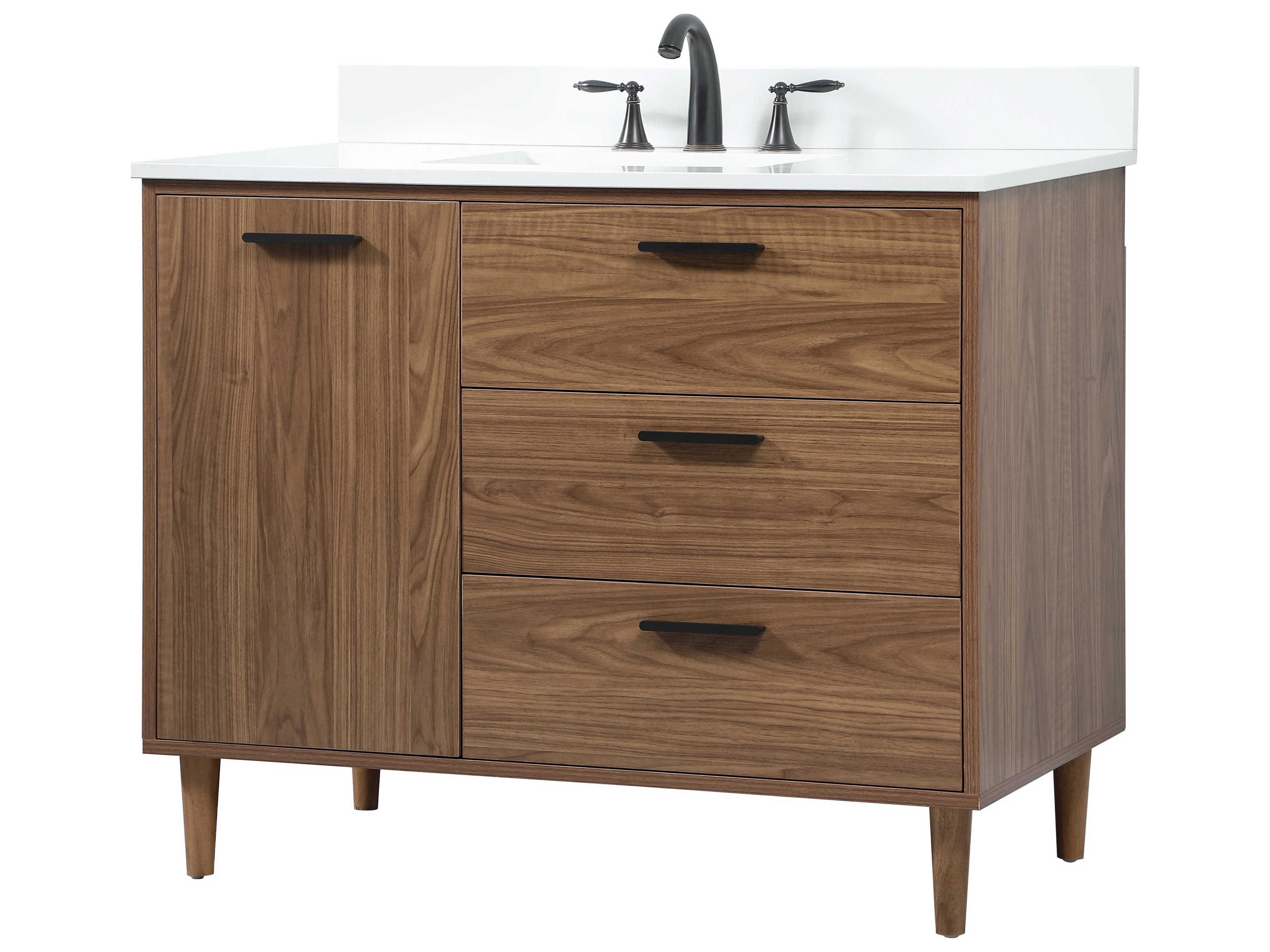 Elegant Lighting Baldwin Walnut Brown 42" Vanity with Backsplash