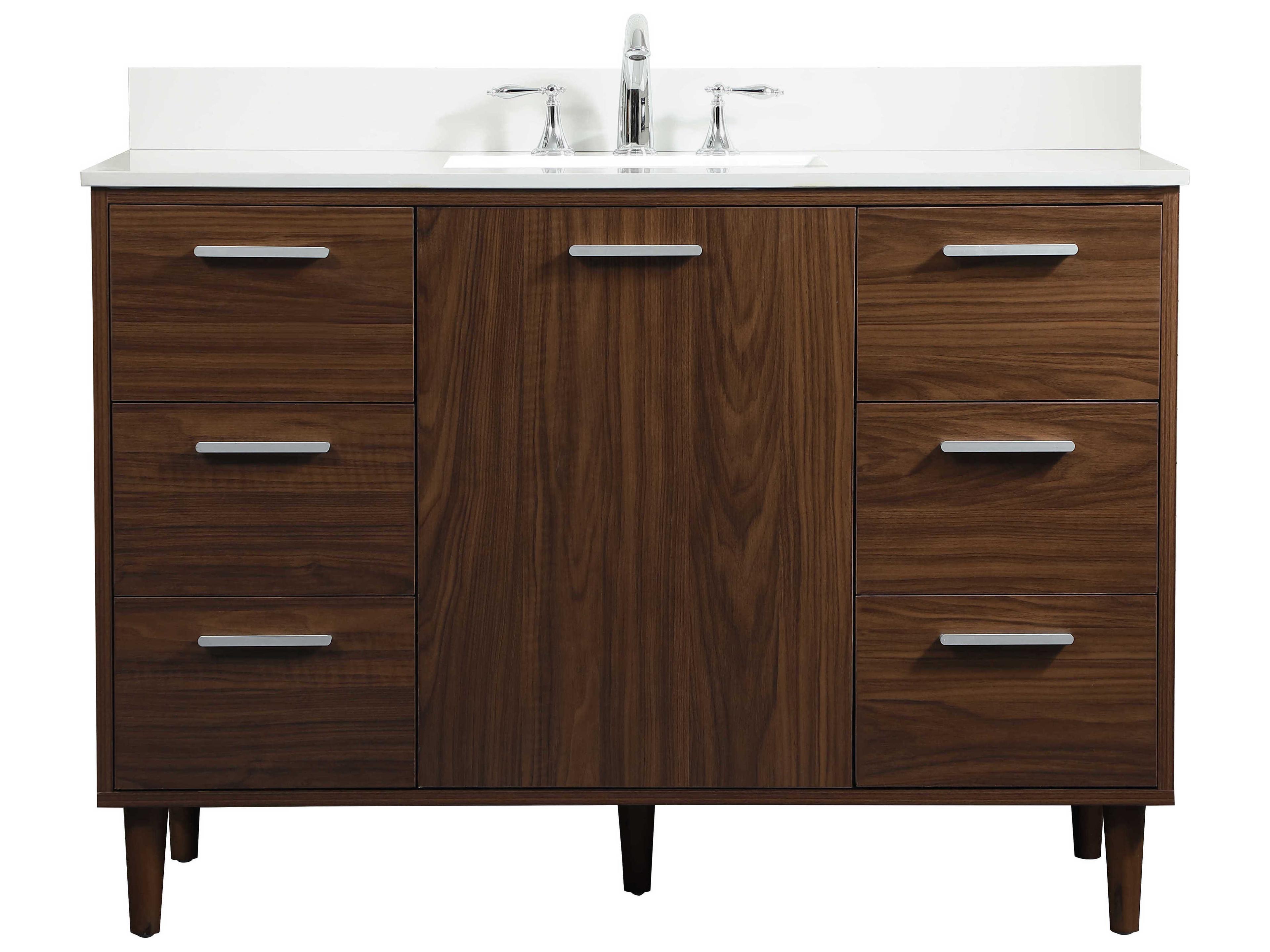 Elegant Lighting Baldwin Walnut 48" Vanity with Backsplash