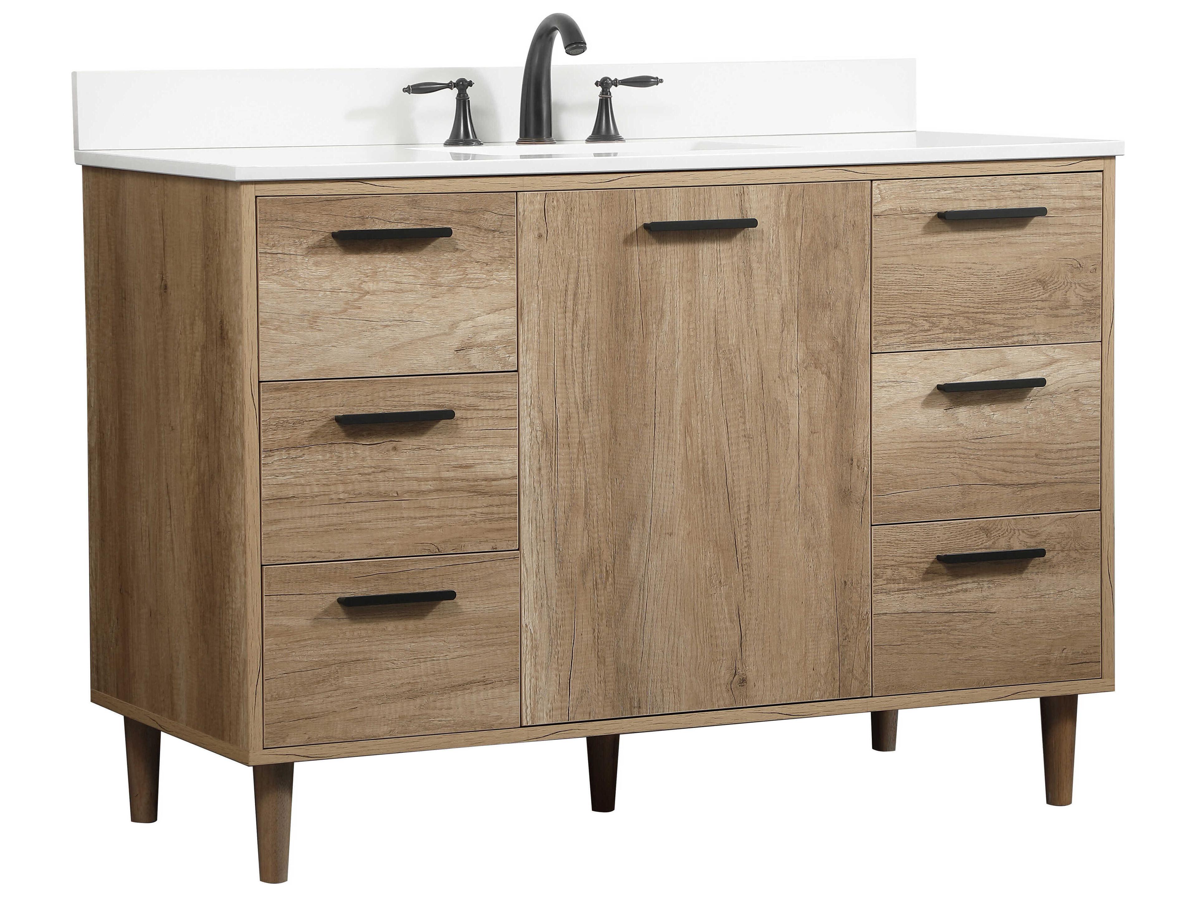 Elegant Lighting Baldwin Natural Oak 48" Vanity with Backsplash
