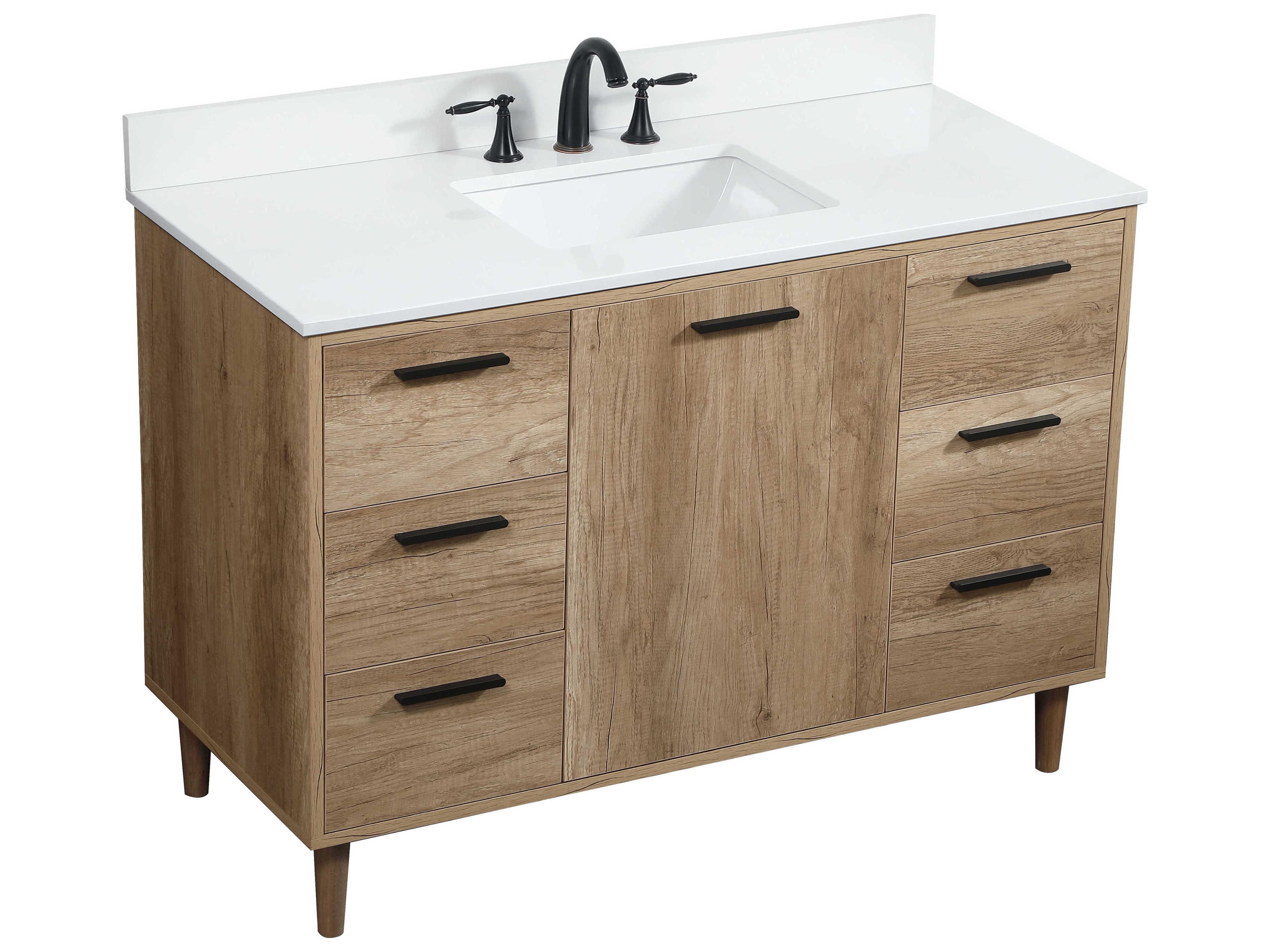 Elegant Lighting Baldwin Natural Oak 48" Vanity with Backsplash