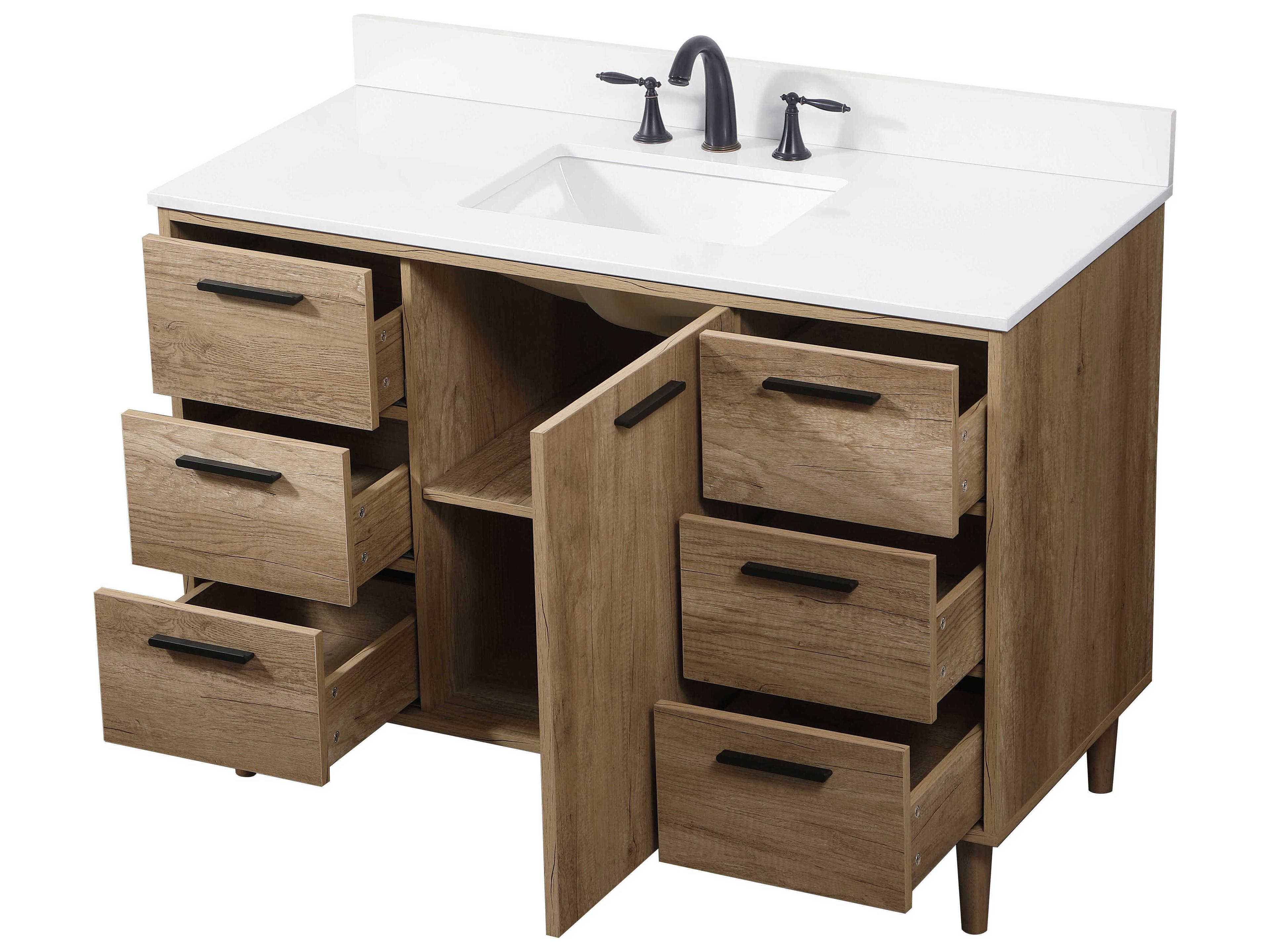 Elegant Lighting Baldwin Natural Oak 48" Vanity with Backsplash