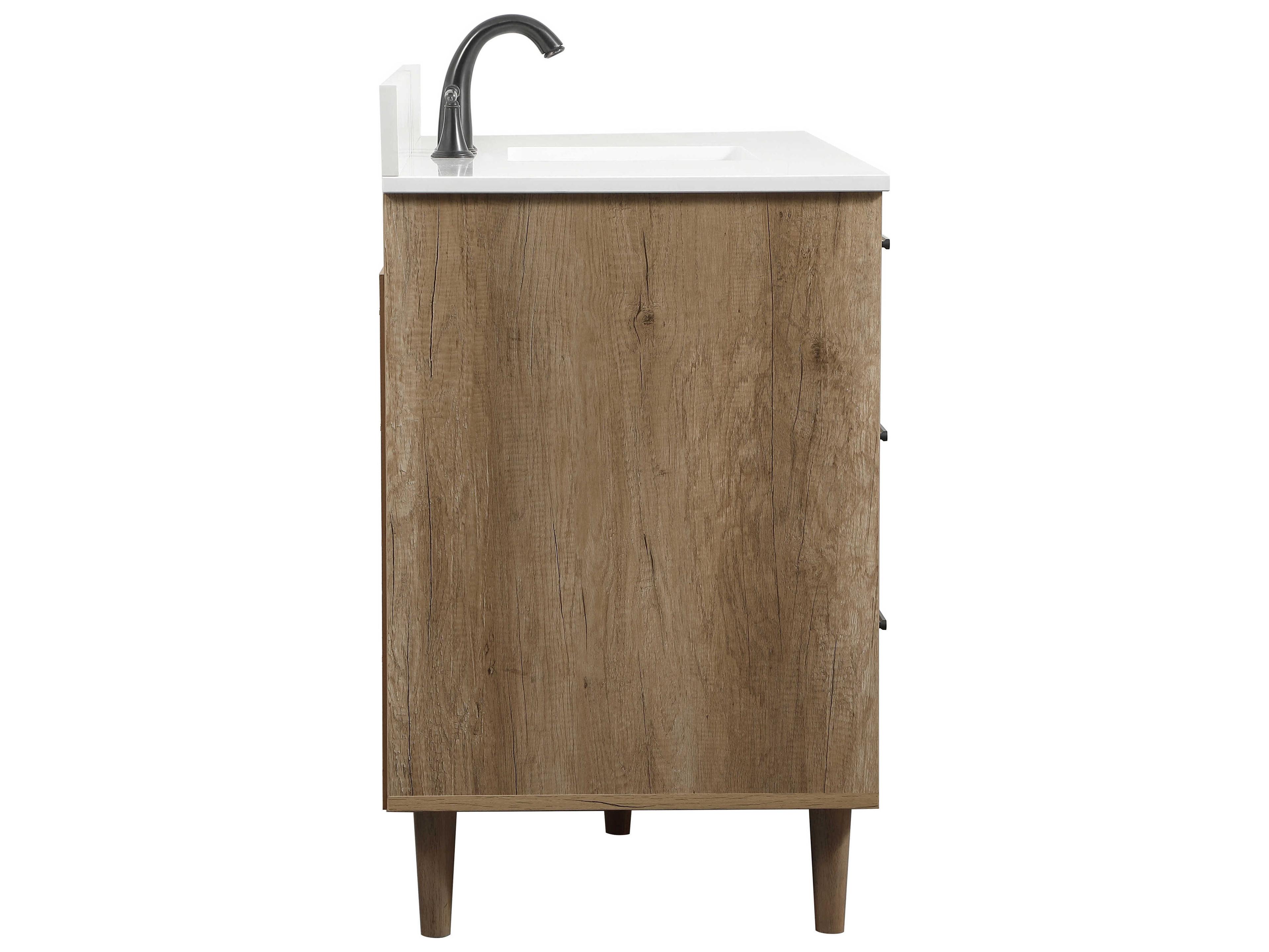 Elegant Lighting Baldwin Natural Oak 48" Vanity with Backsplash