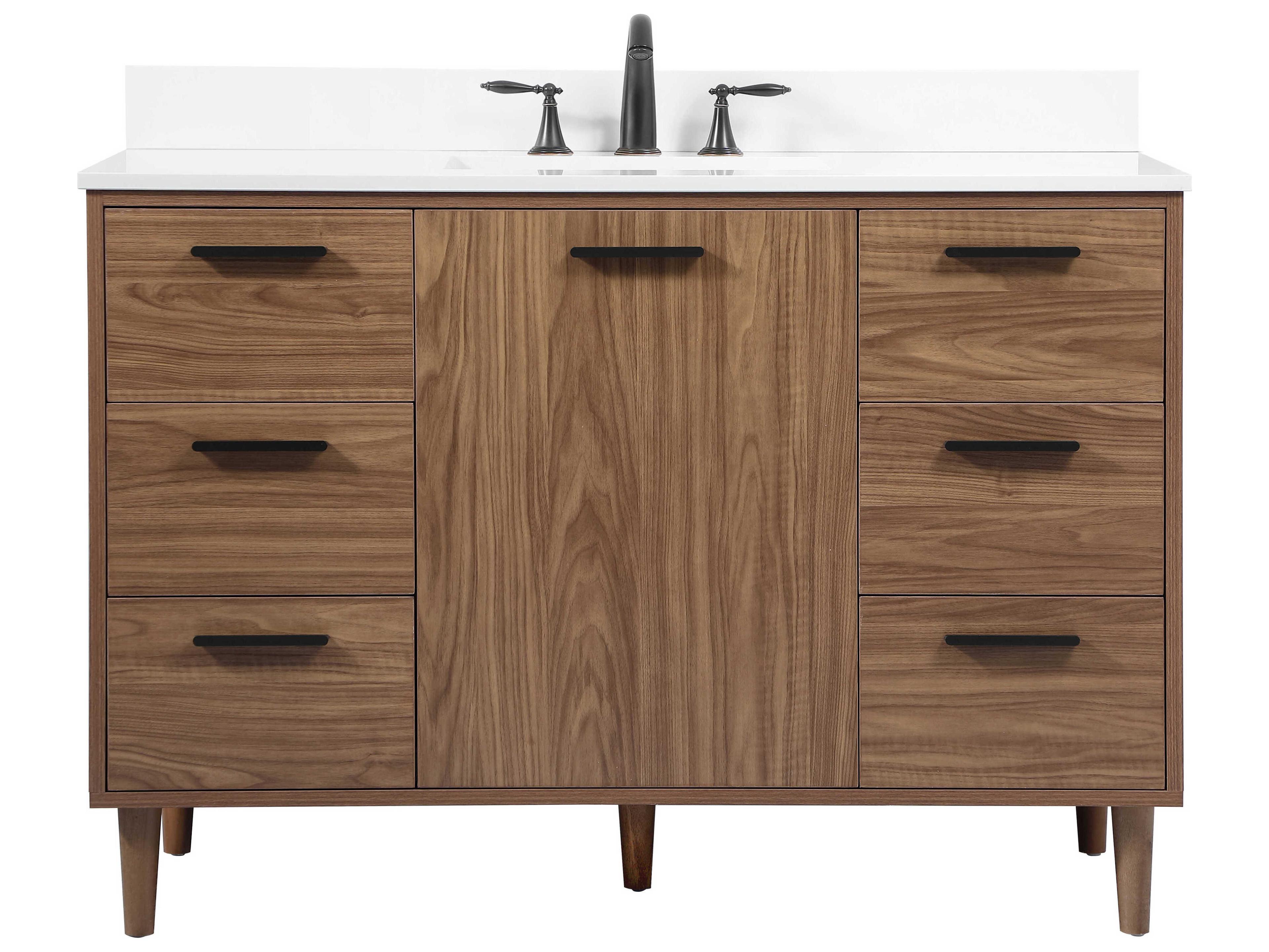 Elegant Lighting Baldwin Walnut Brown 48" Vanity with Backsplash