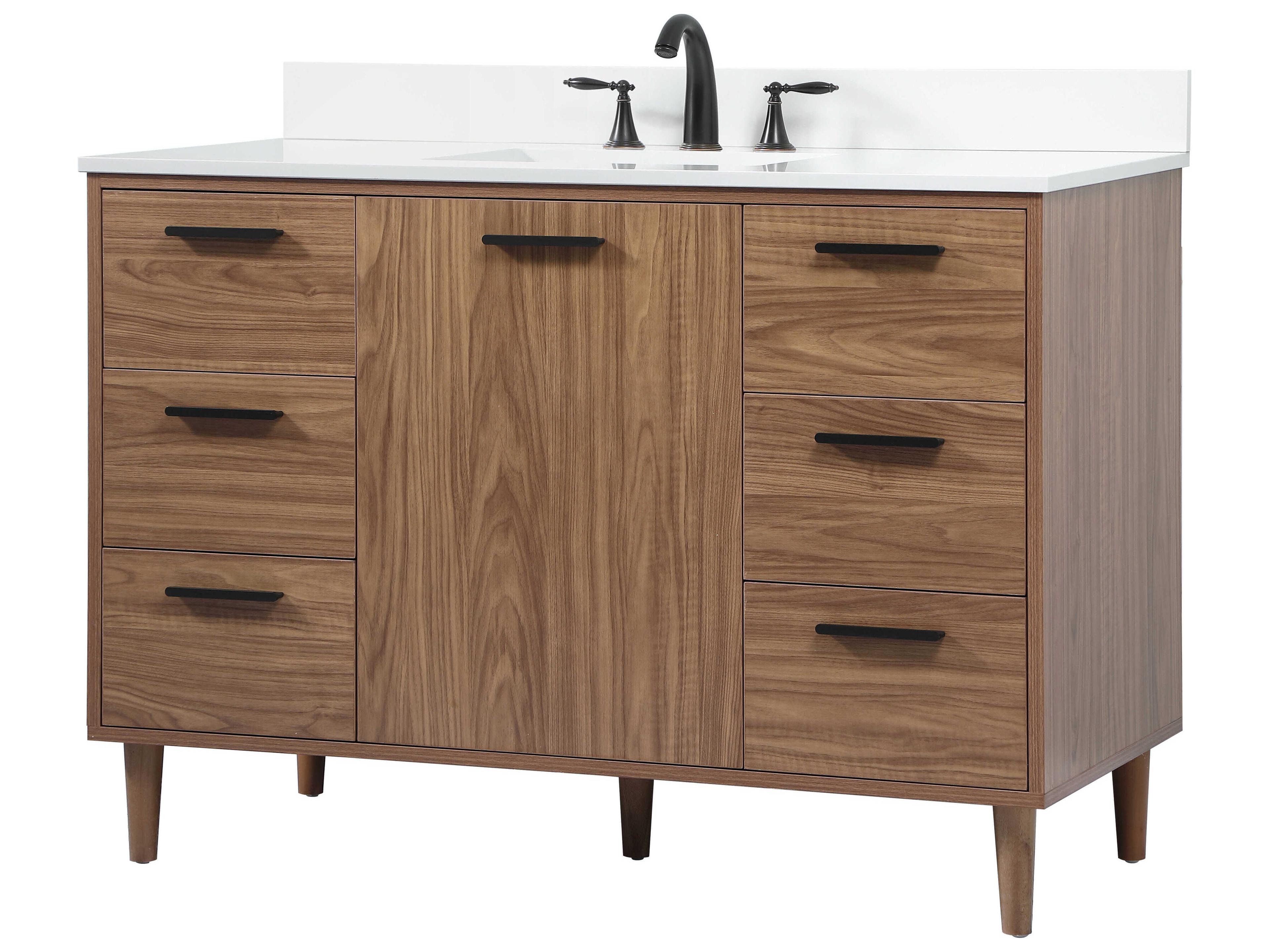 Elegant Lighting Baldwin Walnut Brown 48" Vanity with Backsplash