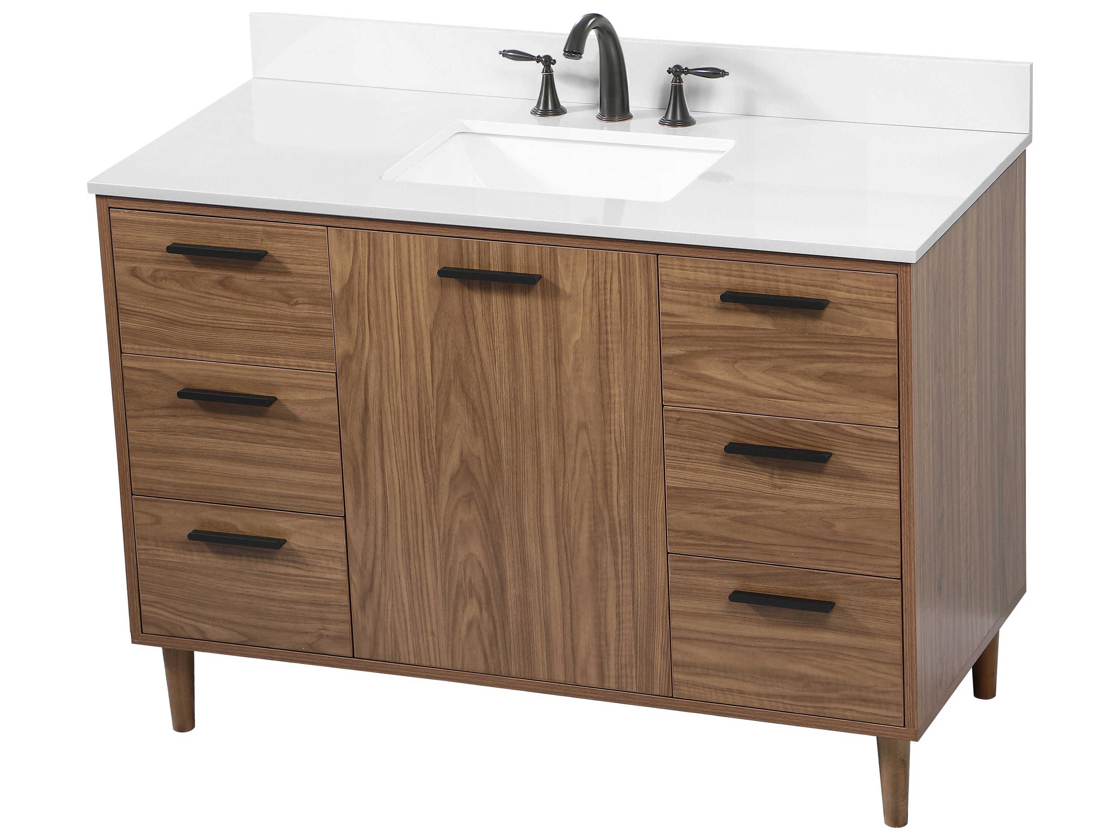 Elegant Lighting Baldwin Walnut Brown 48" Vanity with Backsplash