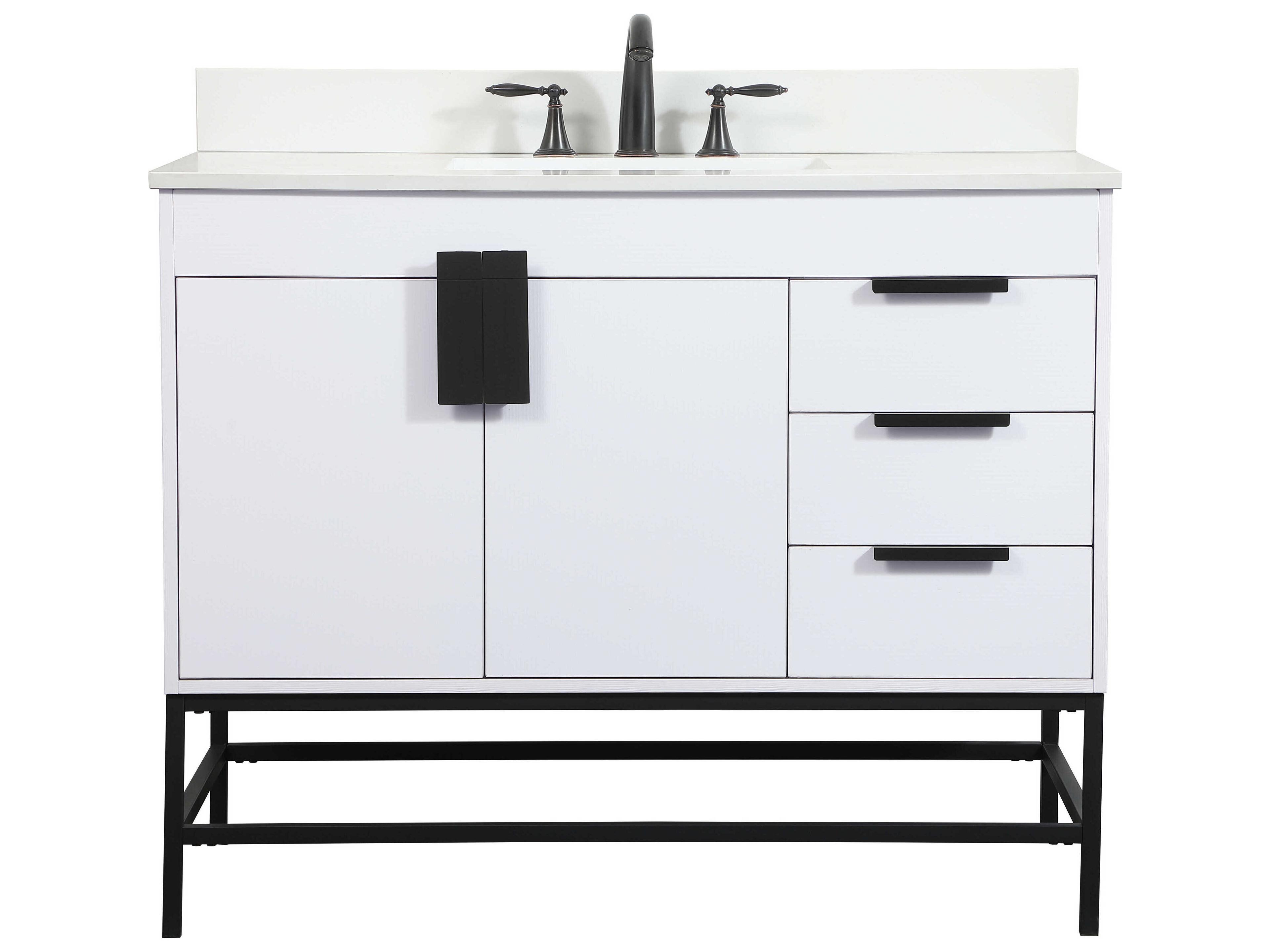Elegant Lighting Eugene White 42" Vanity with Backsplash