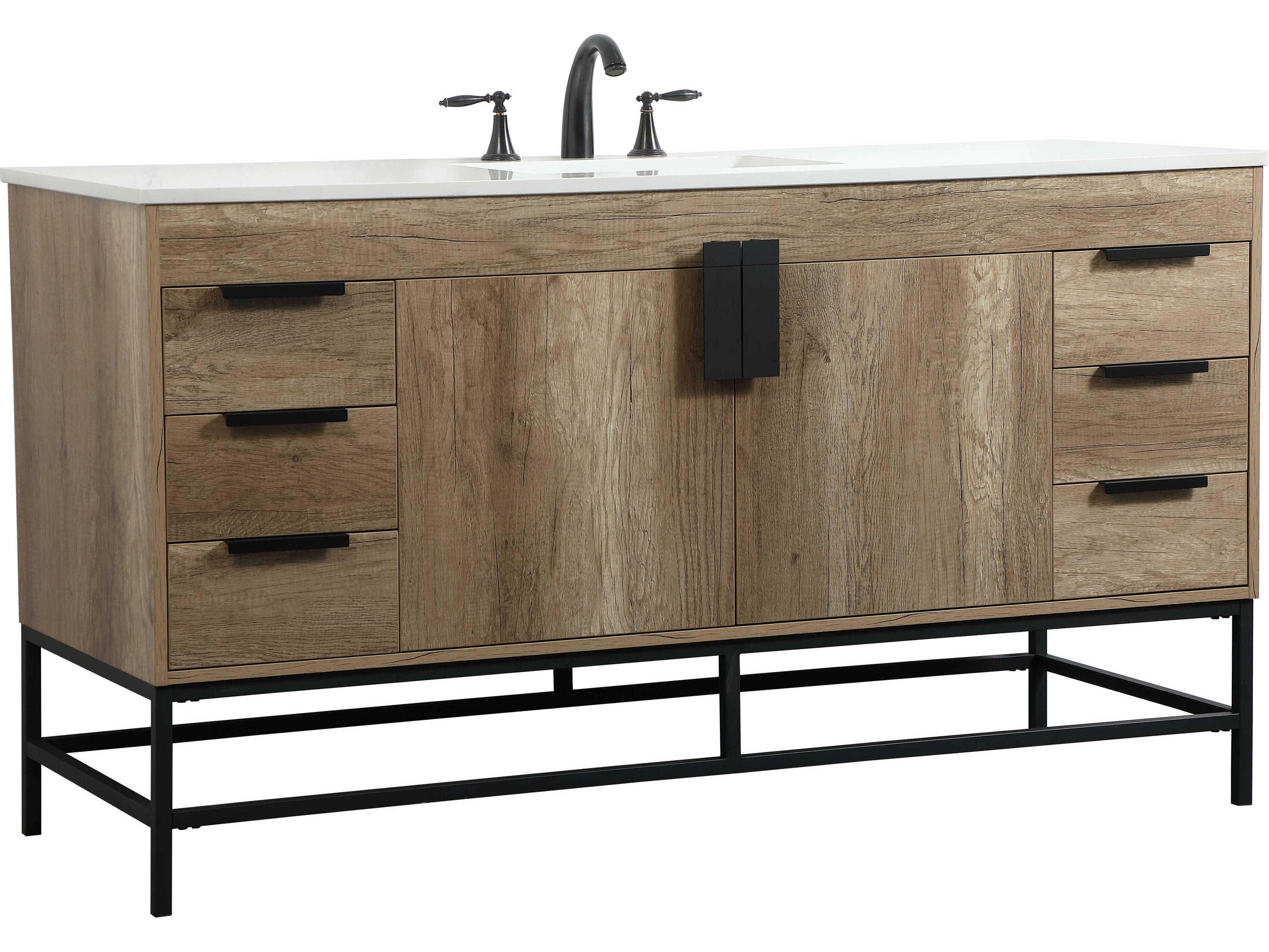Elegant Lighting Eugene Natural Oak 60" Vanity