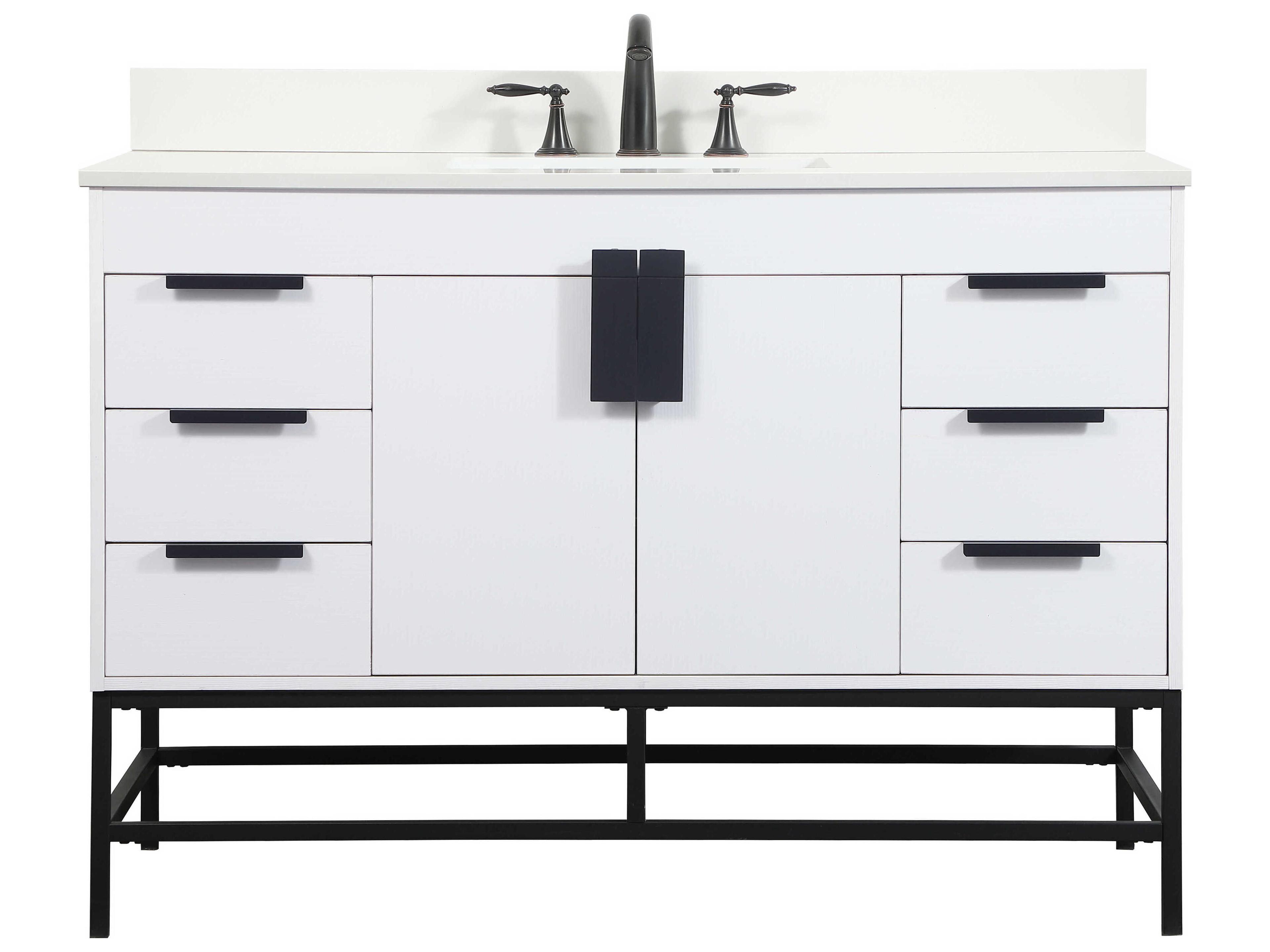 Elegant Lighting Eugene White 48" Vanity with Backsplash