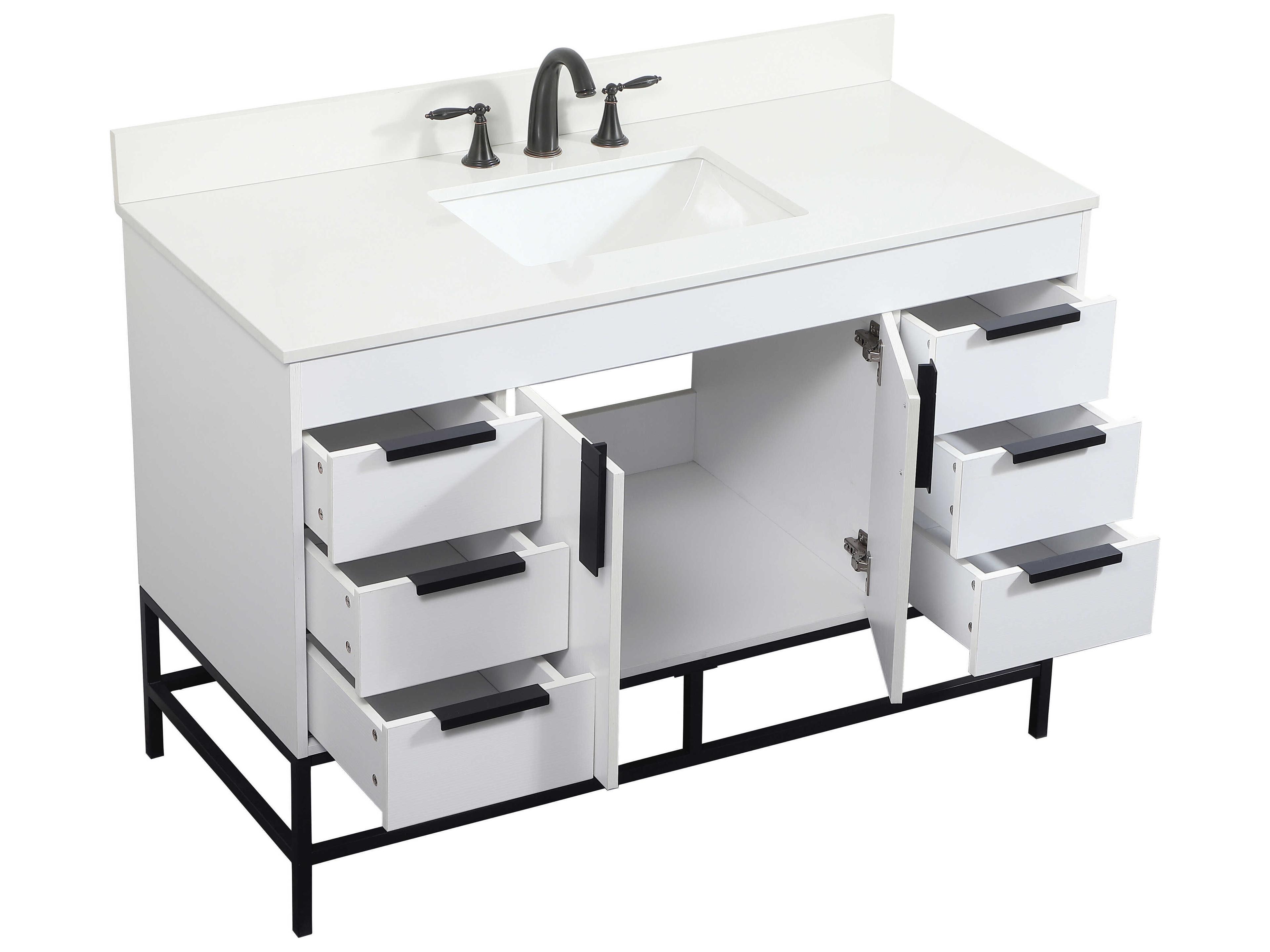 Elegant Lighting Eugene White 48" Vanity with Backsplash